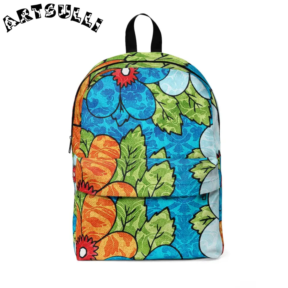 Blue Orange Groovy Unisex Classic Backpack, Artsulli - Art is Long, Life is Short, Bags, Size, One size, , , , , 22620256983428064251