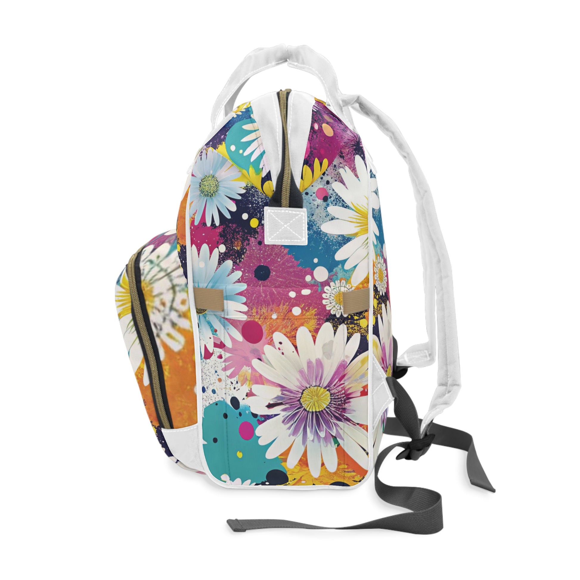 Magical Flower Explosion Multi-Color Multifunctional Diaper Backpack, Artsulli - Art is Long, Life is Short, Bags, , , , , , , 