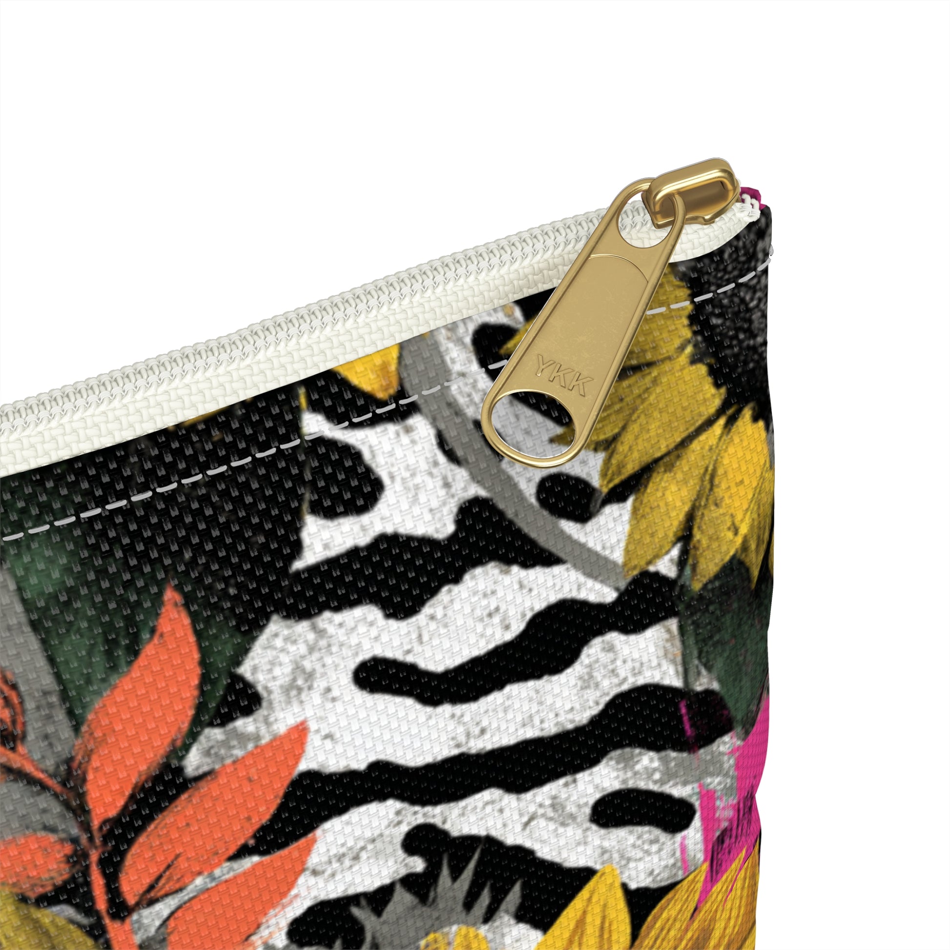 Zebra Stripes x Sunflowers Multi-Color Accessory Pouch, Artsulli - Art is Long, Life is Short, Bags, , , , , , , 