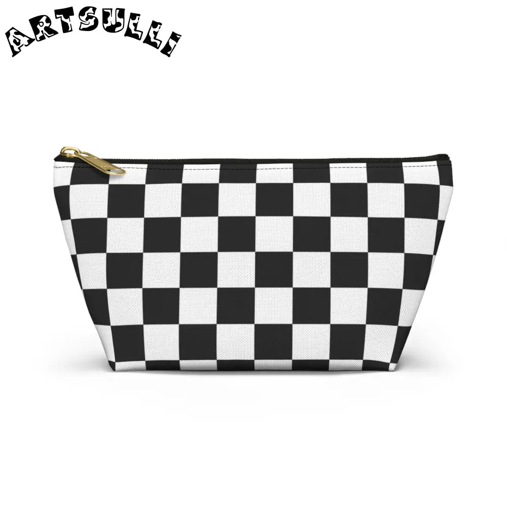JAKKOUTTHEBXX Checkerboard White and Black Accessory Pouch w