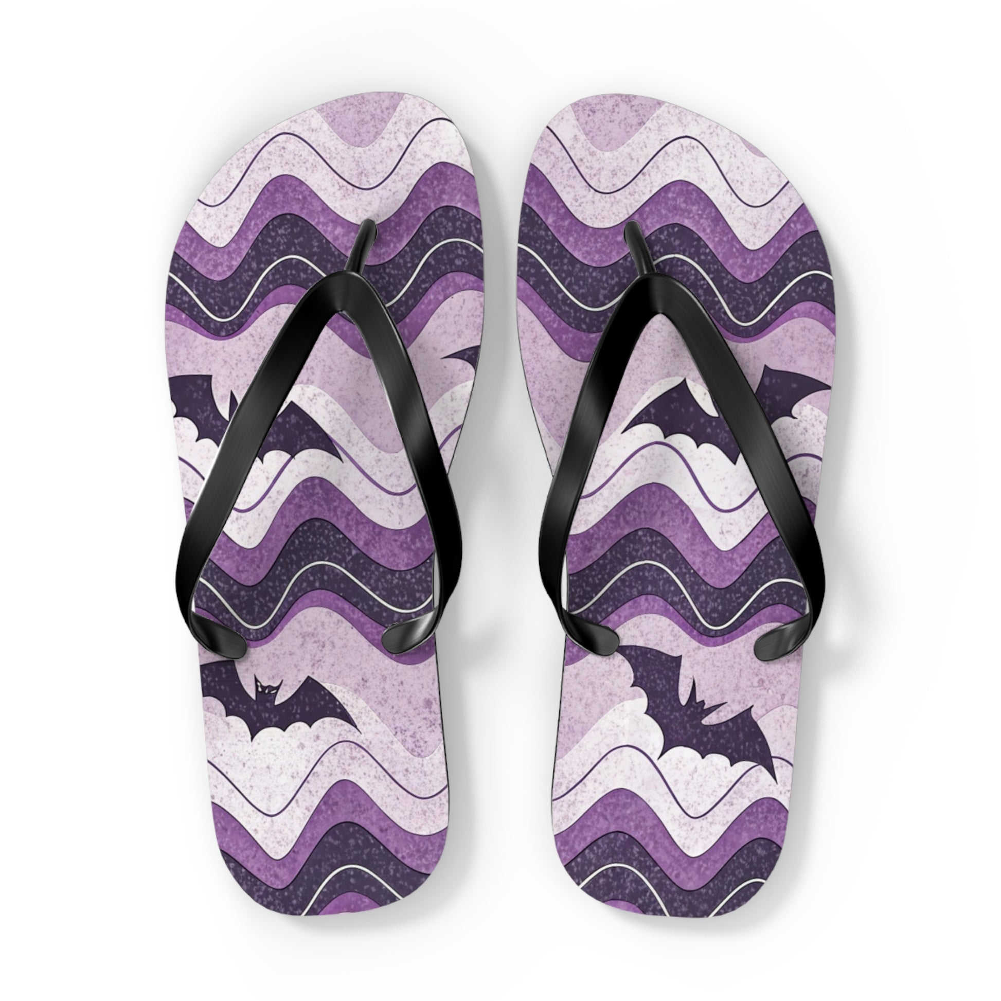 Bat Wave Flip Flops, Artsulli - Art is Long, Life is Short, Shoes, Size, XL, Color, Black sole, , , 28362956267507