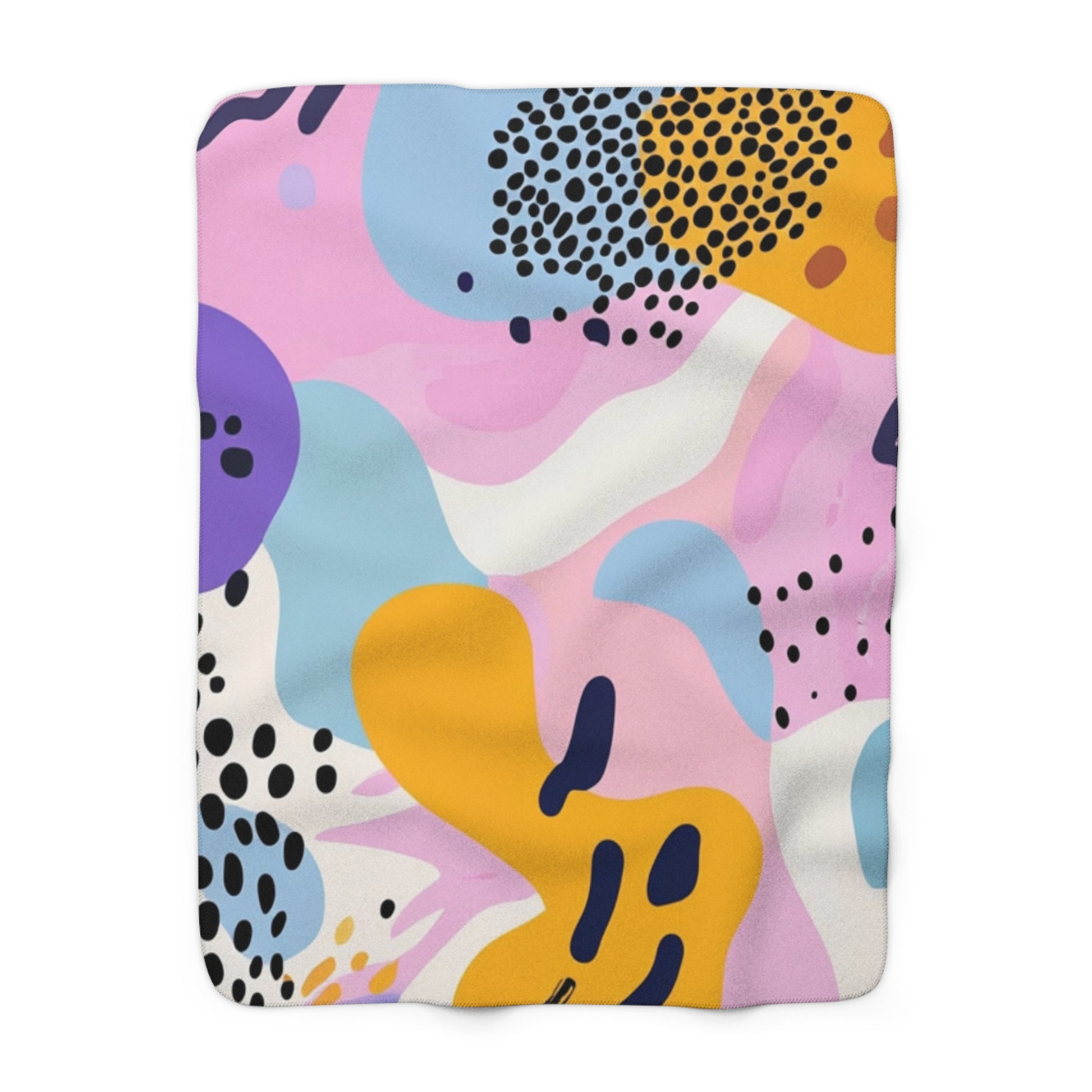 Colorful Abstract Dots and Shapes Sherpa Fleece Blanket, Artsulli - Art is Long, Life is Short, Home Decor, Size, 50" × 60", , , , , 25879775725682
