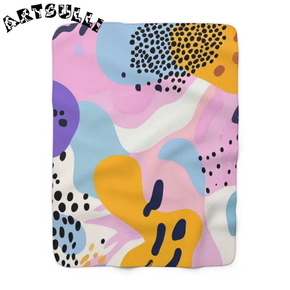 JAKKOUTTHEBXX Colorful Abstract Dots and Shapes Sherpa Fleece