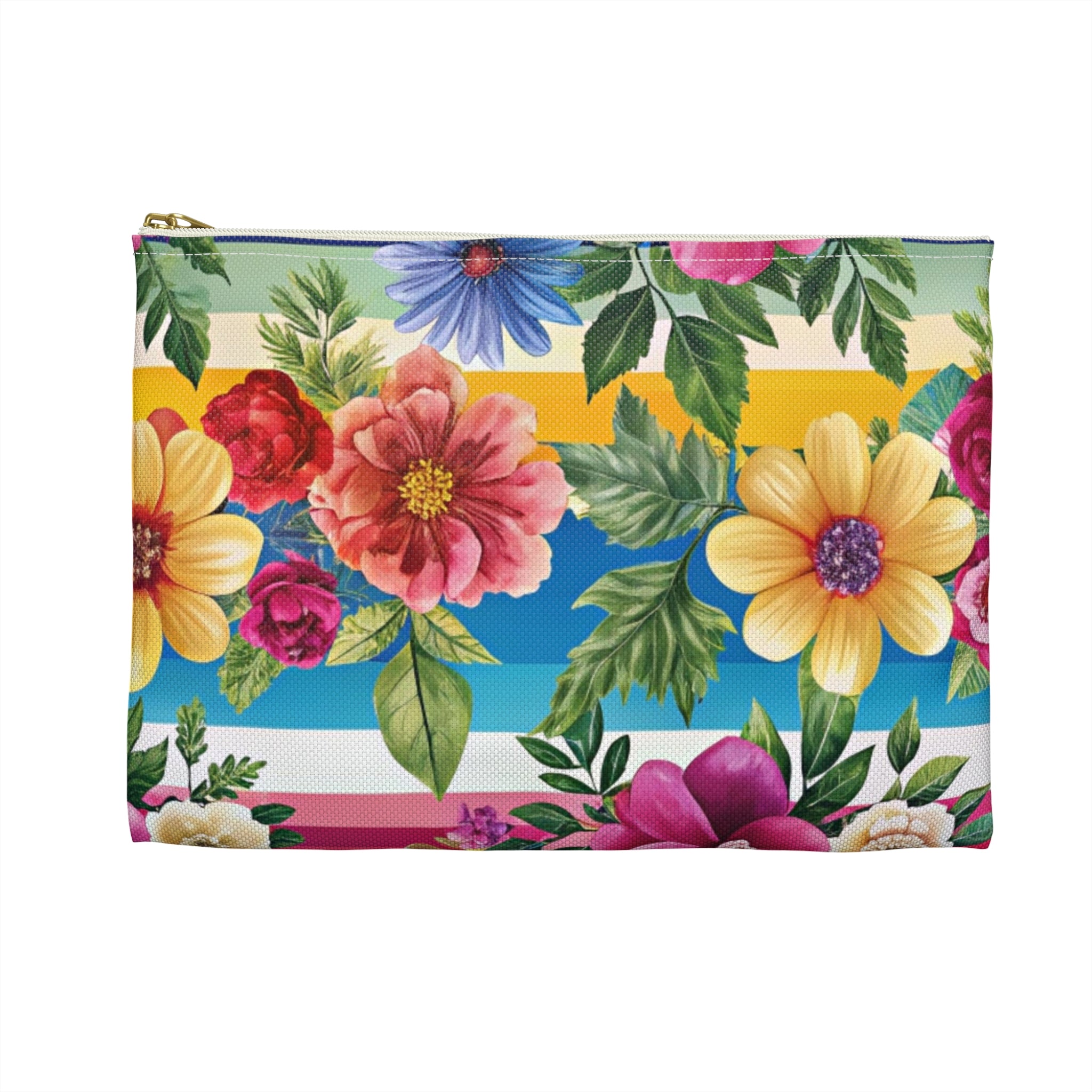 Floral Stripe 4K II Accessory Pouch, Artsulli - Art is Long, Life is Short, Bags, , , , , , , 