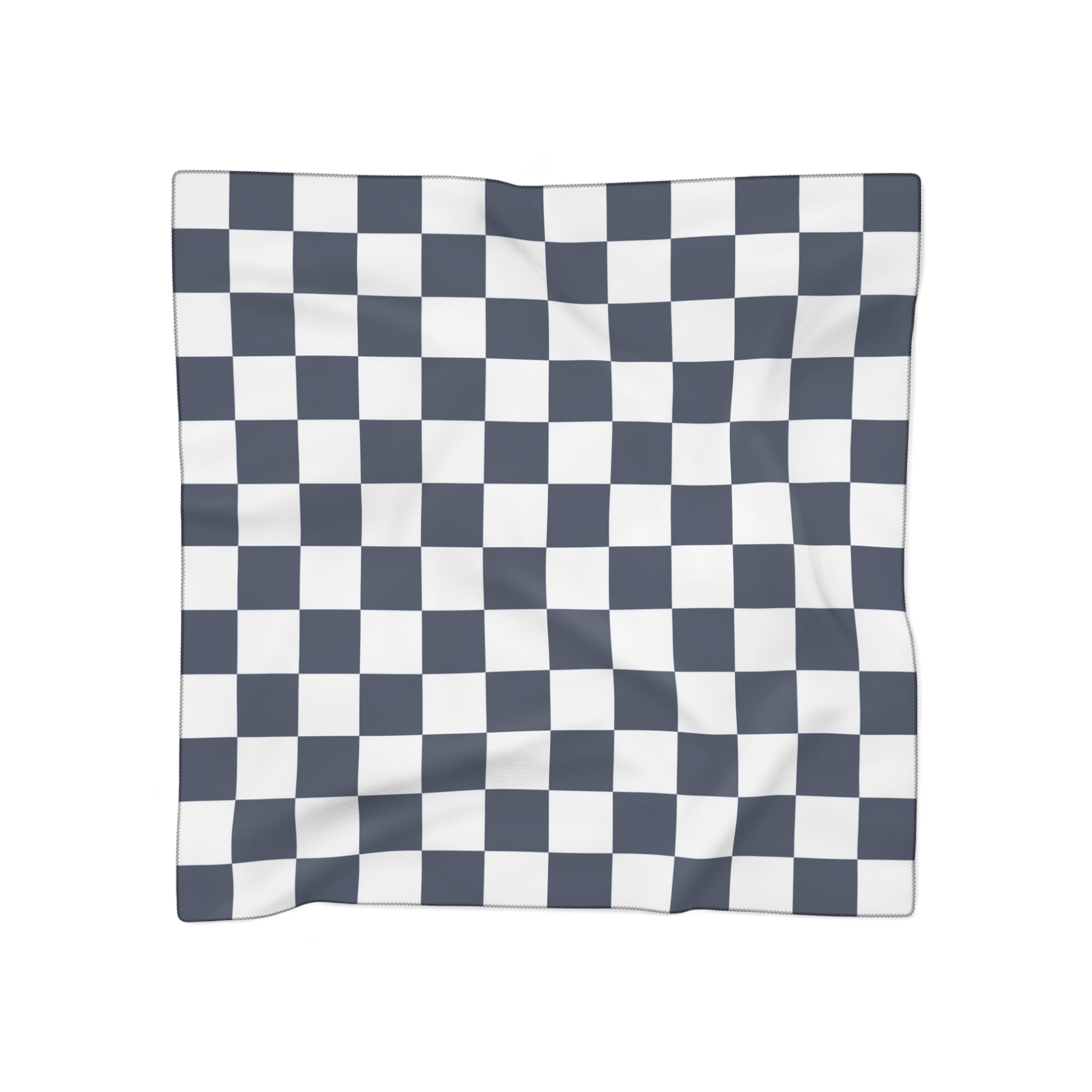 Checkerboard White and Navy Blue Poly Scarf, Artsulli - Art is Long, Life is Short, Accessories, Color, Poly voile, Size, 50" × 50", , , 32910276848075509709