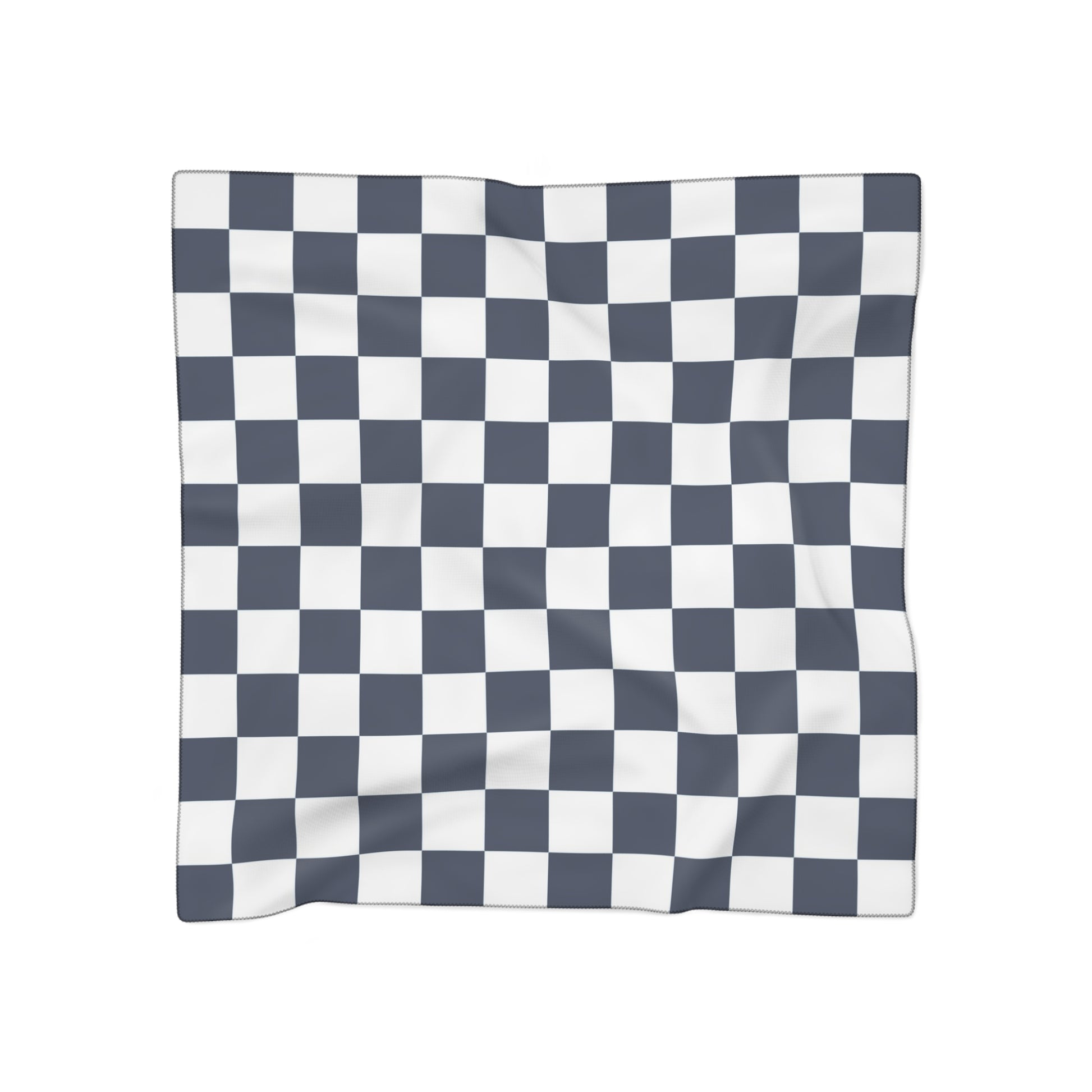 Checkerboard White and Navy Blue Poly Scarf, Artsulli - Art is Long, Life is Short, Accessories, Color, Poly chiffon, Size, 50" × 50", , , 60598992384491886643