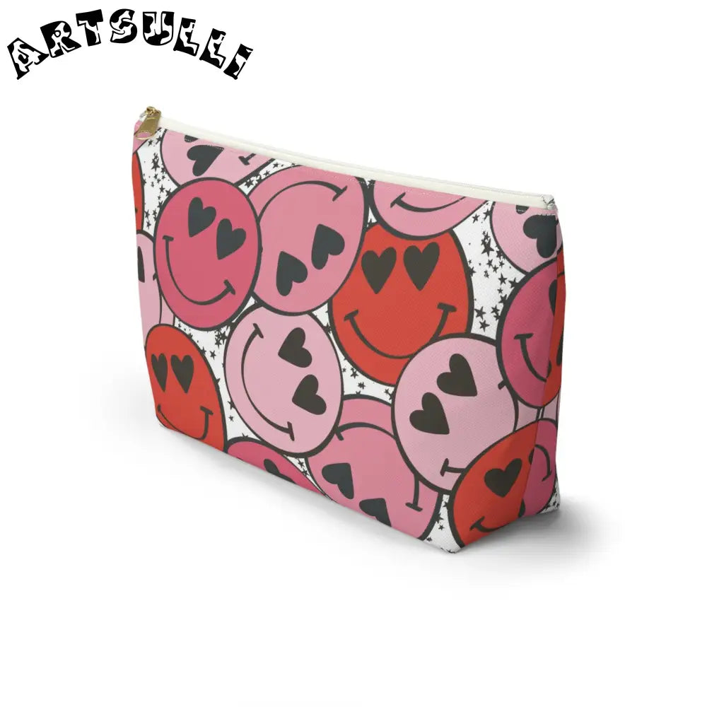 JAKKOUTTHEBXX Smiley Face x Heart Eyes Red and Pink cessory Pouch w