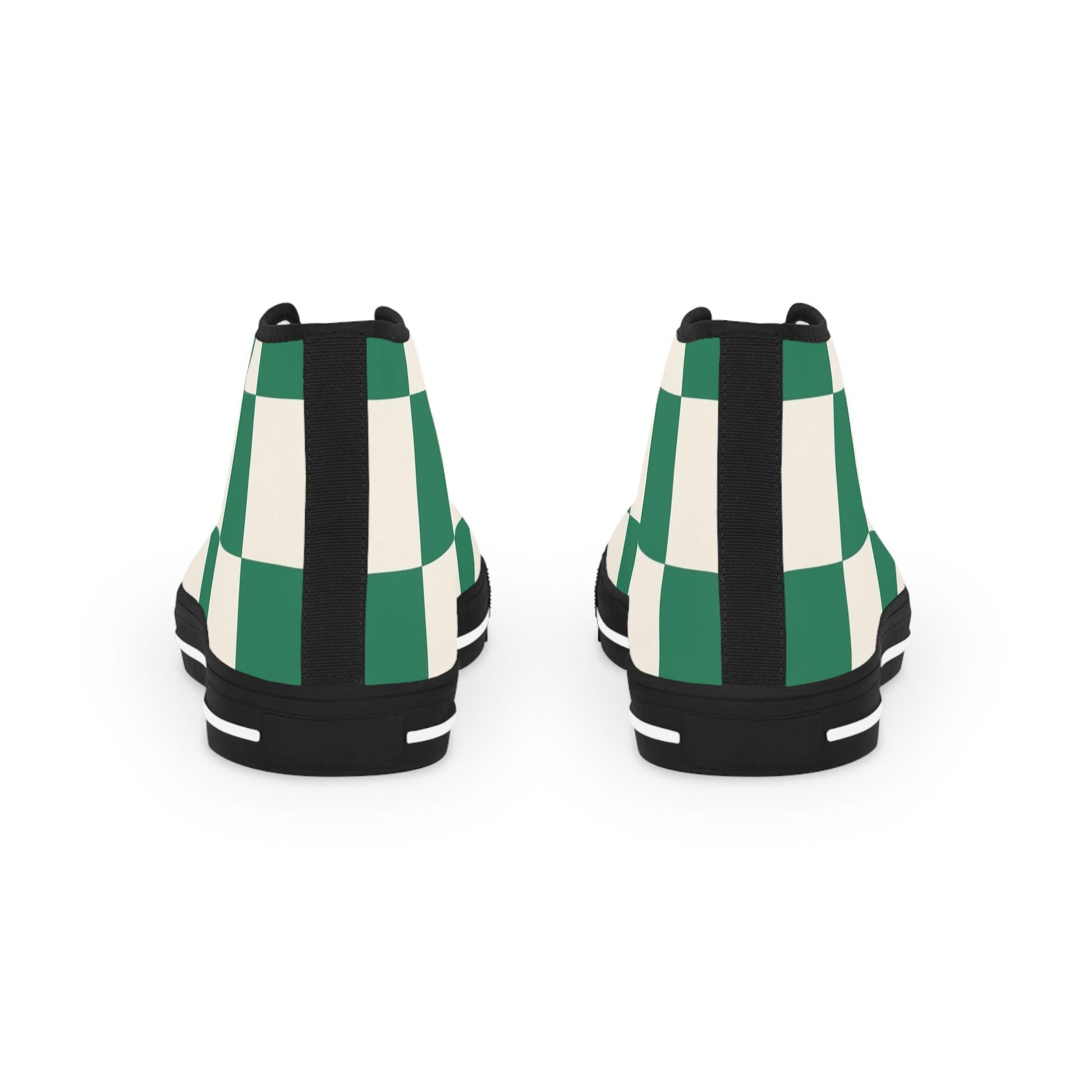 Checkerboard Dark Green Men's High Top Sneakers, Artsulli - Art is Long, Life is Short, Shoes, , , , , , , 
