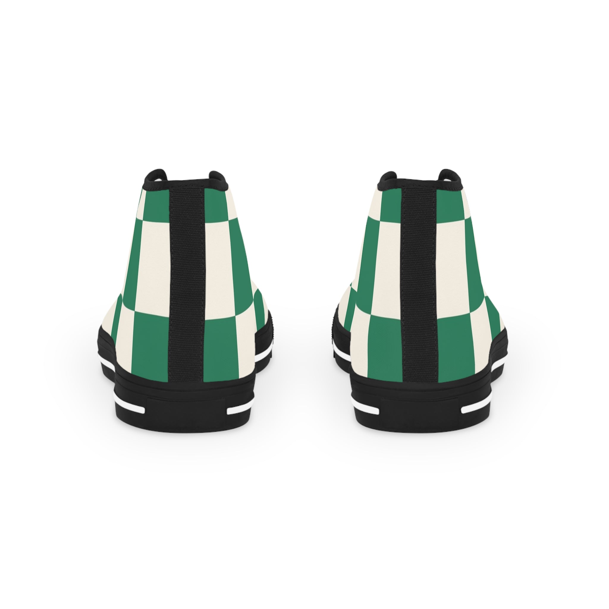 Checkerboard Dark Green Men's High Top Sneakers, Artsulli - Art is Long, Life is Short, Shoes, , , , , , , 