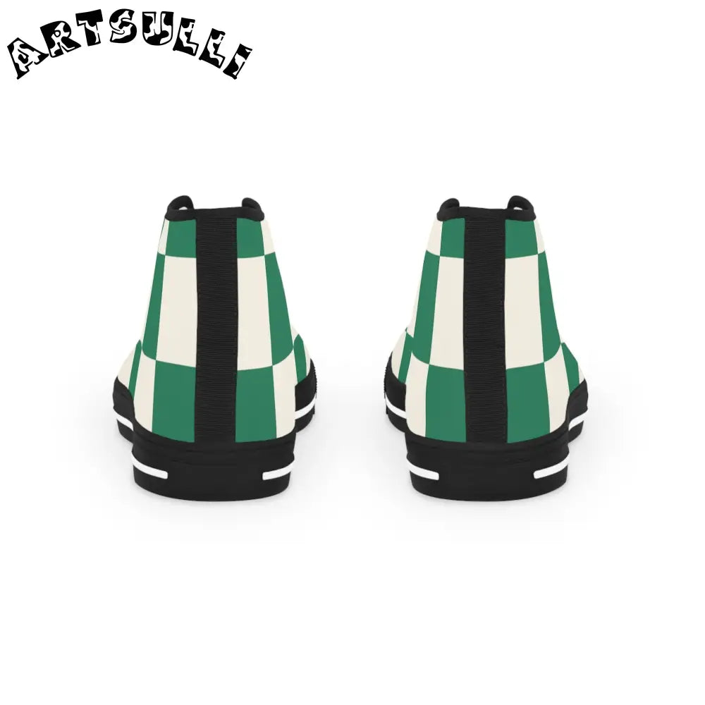 JAKKOUTTHEBXX Checkerboard Dark Green Men’s High Top Sneakers