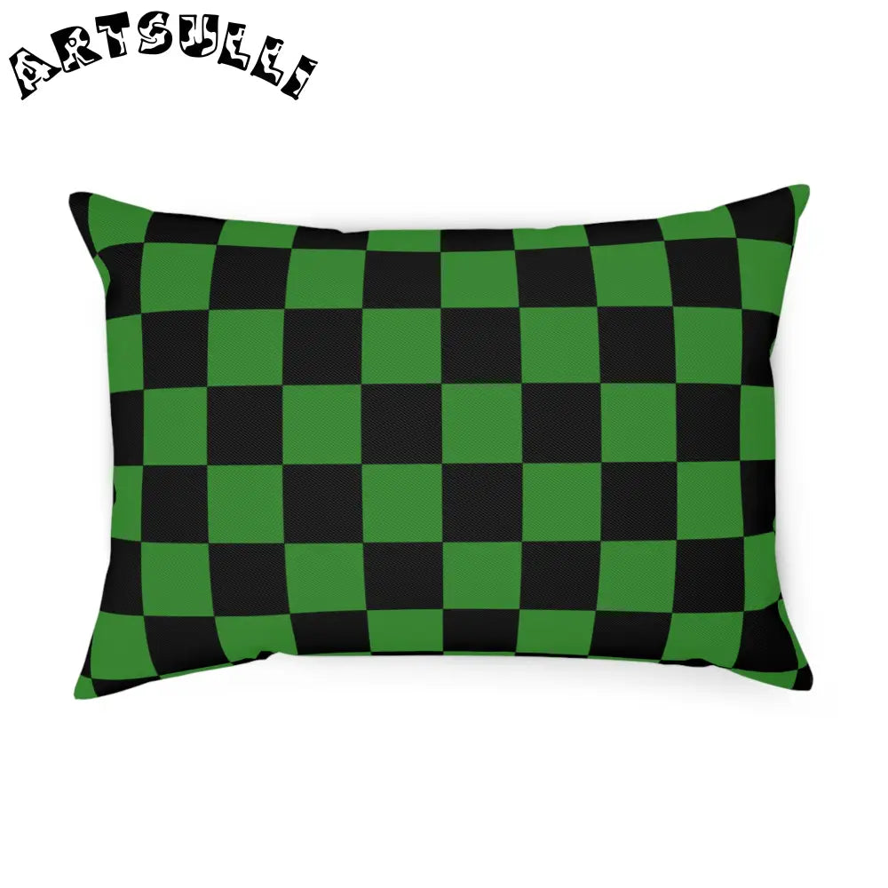 JAKKOUTTHEBXX Checkerboard Green and Black Cushion JAKKOUTTHEBXX
