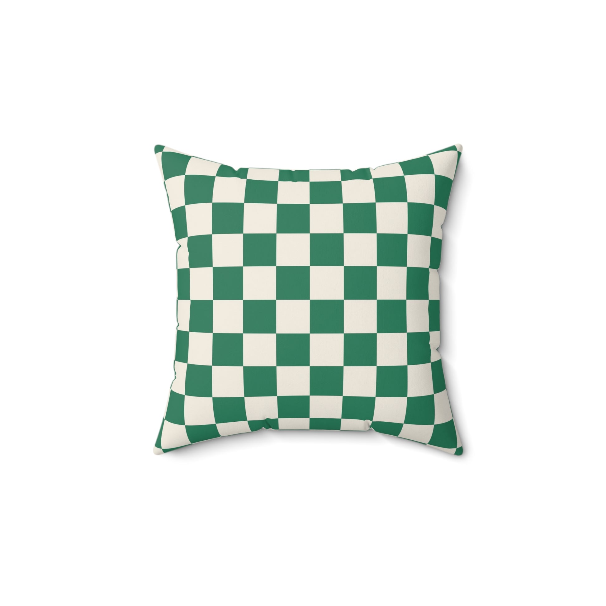 Checkerboard Dark Green Spun Polyester Square Pillow, Artsulli - Art is Long, Life is Short, Home Decor, , , , , , , 
