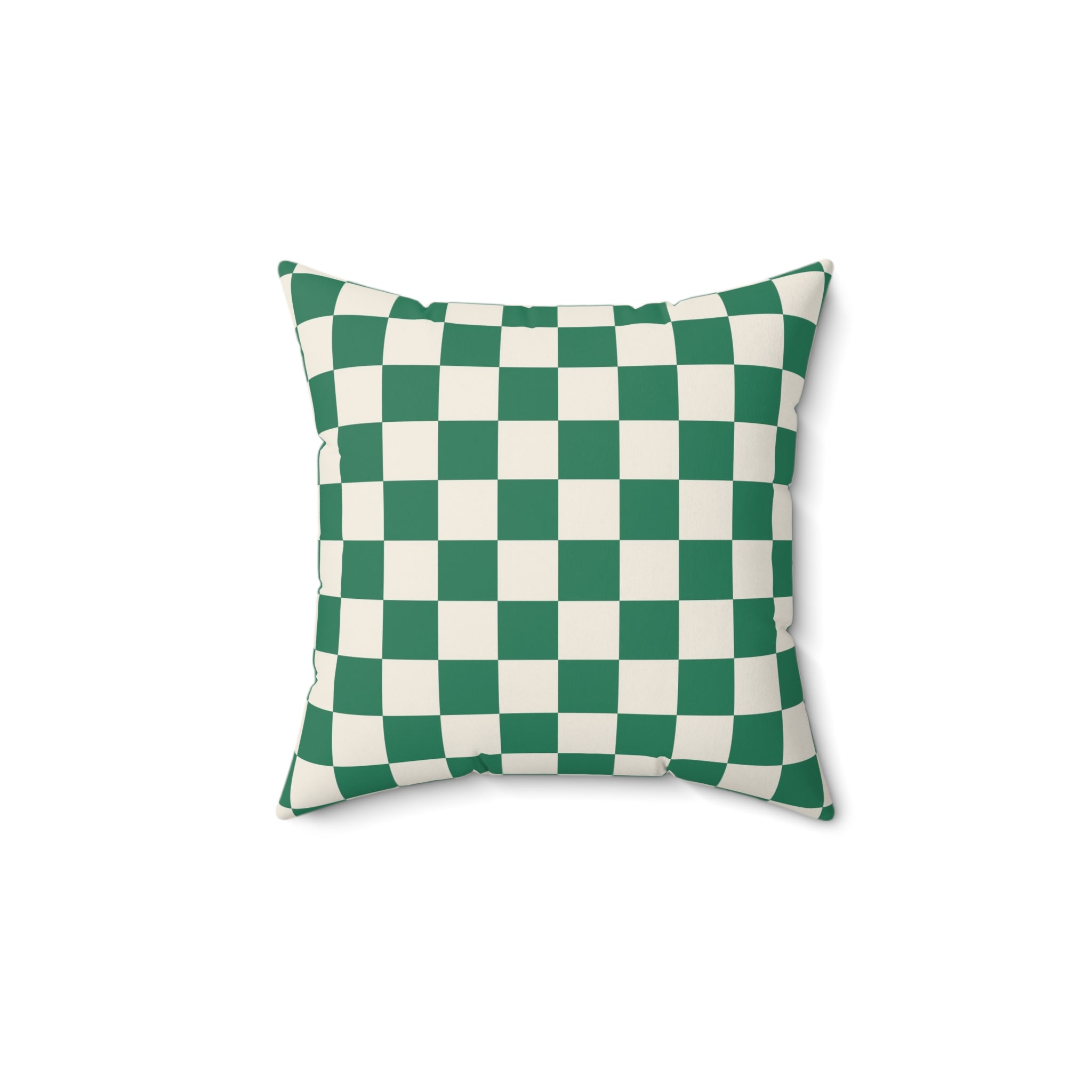 Checkerboard Dark Green Spun Polyester Square Pillow, Artsulli - Art is Long, Life is Short, Home Decor, , , , , , , 
