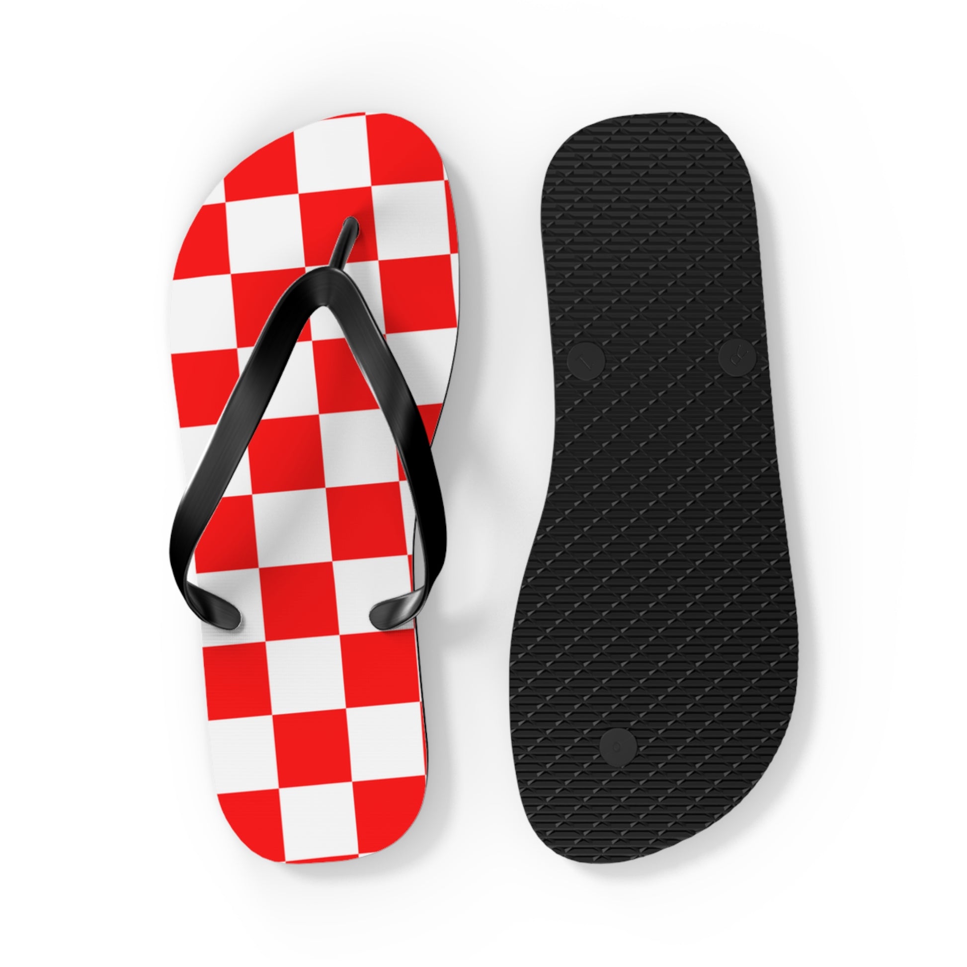 Checkerboard Red and White Flip Flops, Artsulli - Art is Long, Life is Short, Shoes, , , , , , , 