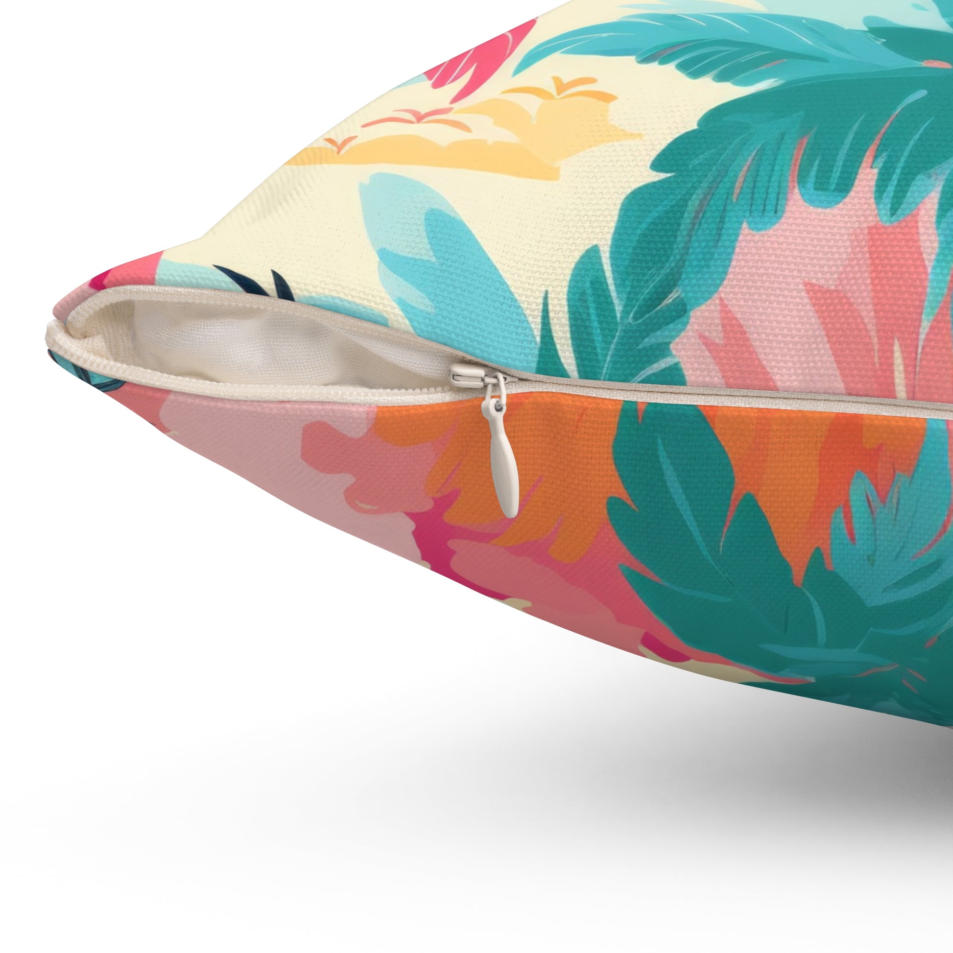 Tropical Palm Beach Paradise Multi-Color Spun Polyester Square Pillow, Artsulli - Art is Long, Life is Short, Home Decor, , , , , , , 
