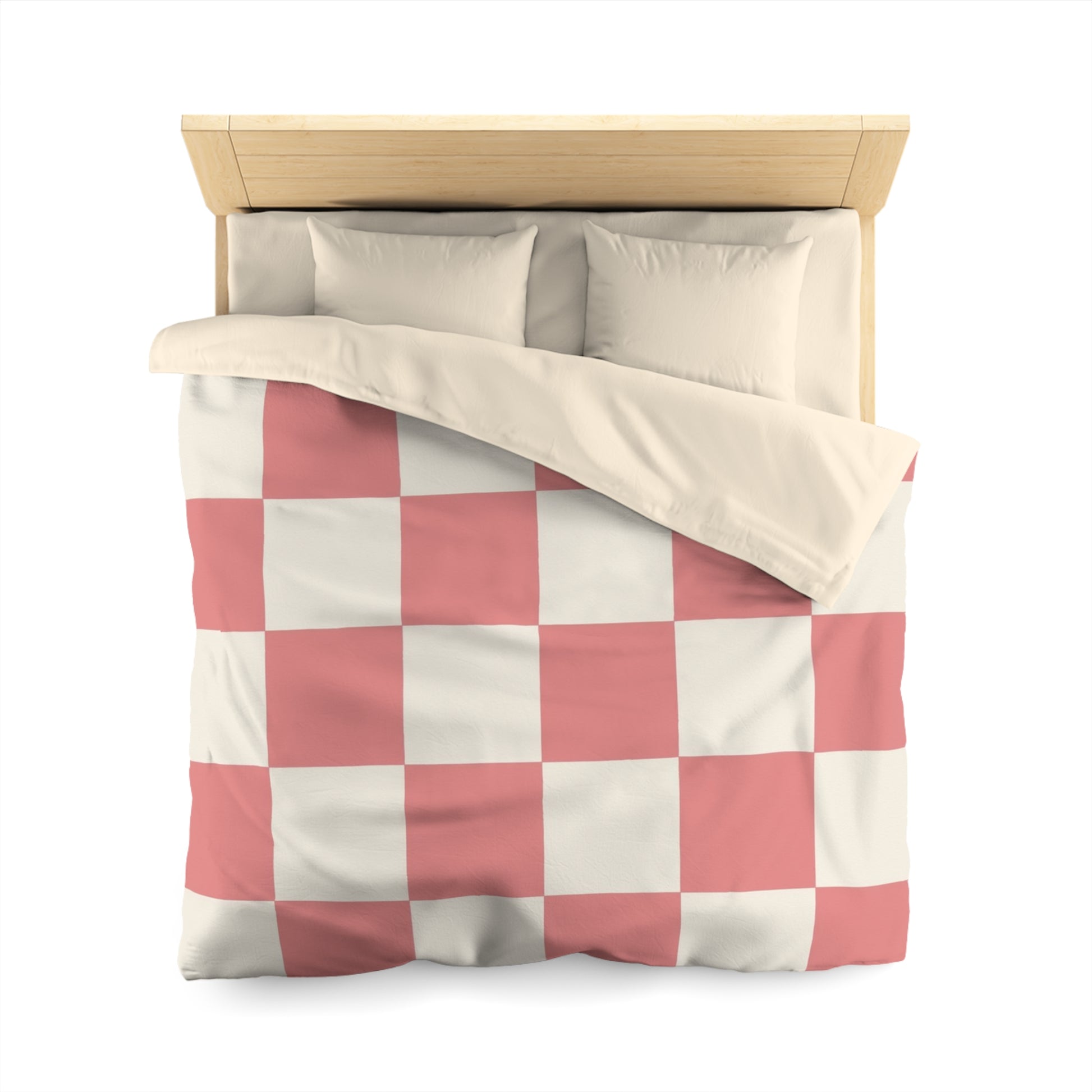 Retro Checkered Grassland Sprites Microfiber Duvet Cover, Artsulli - Art is Long, Life is Short, Home Decor, , , , , , , 