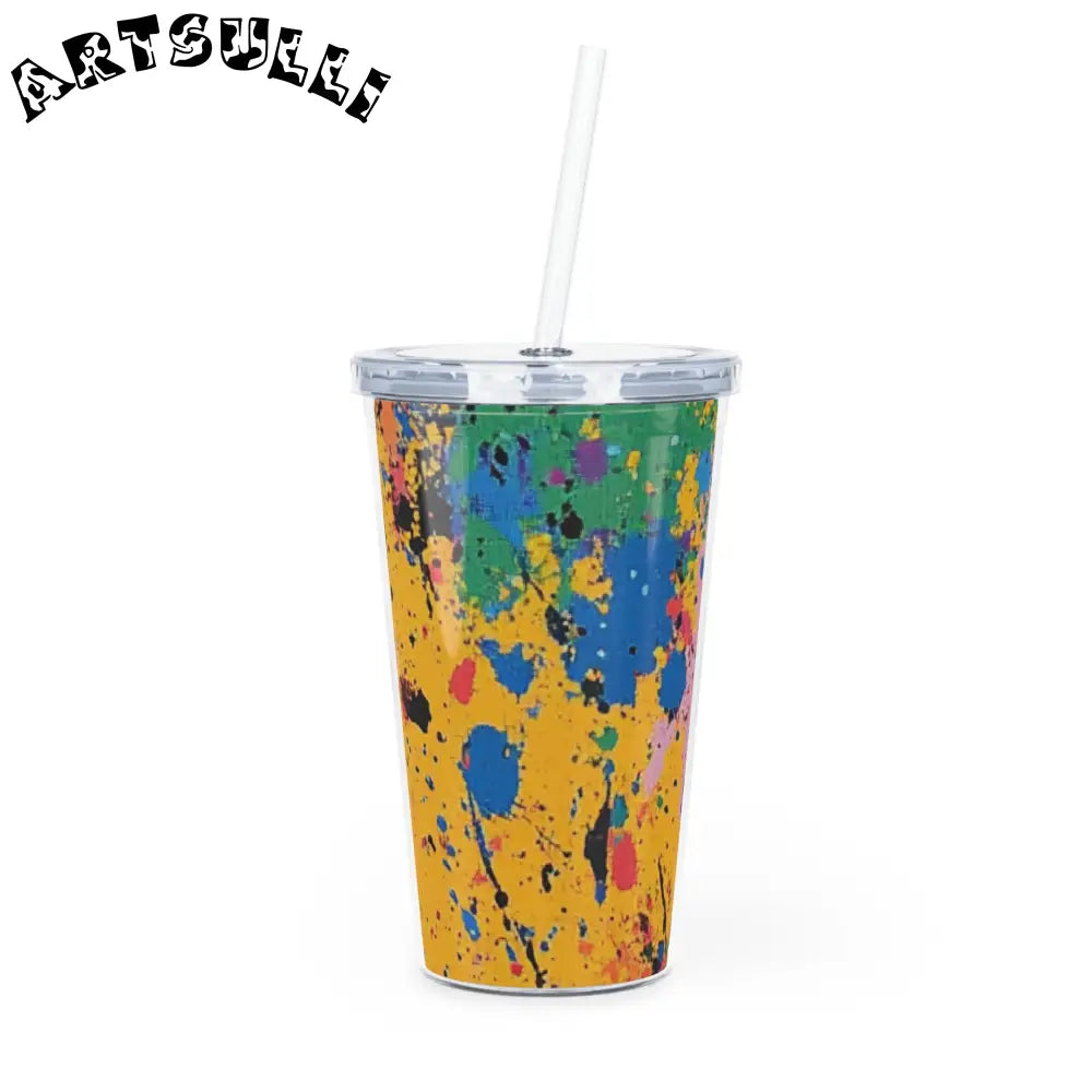 JAKKOUTTHEBXX The Colors Of Paint Splatter Plastic Tumbler