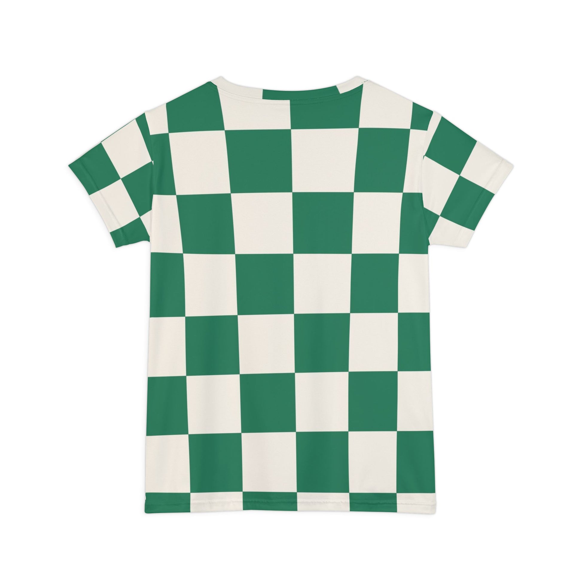 Checkerboard Dark Green Women's Short Sleeve Shirt (AOP), Artsulli - Art is Long, Life is Short, All Over Prints, , , , , , , 