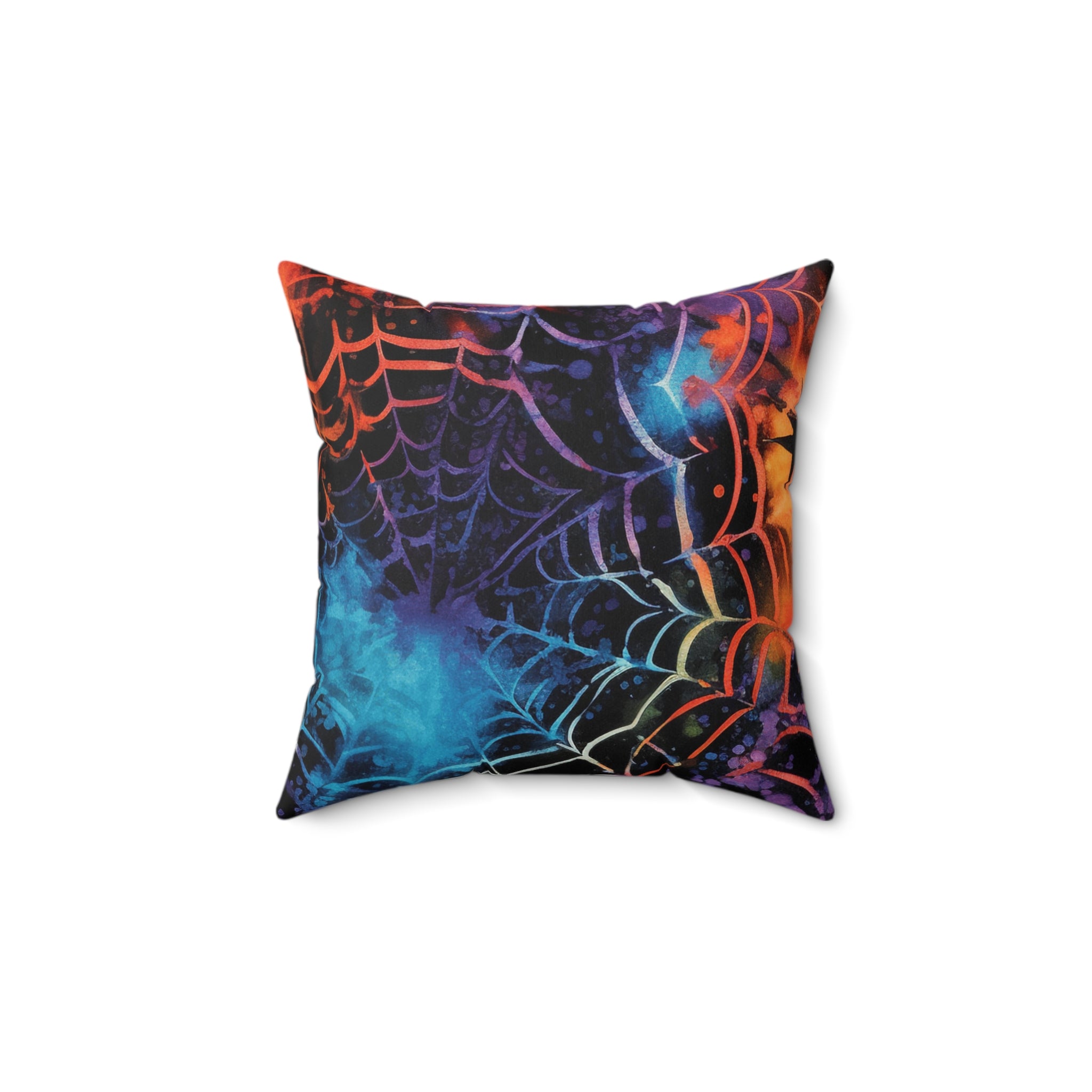 Spider Web Tie Dye Spun Polyester Square Pillow, Artsulli - Art is Long, Life is Short, Home Decor, Size, 14" × 14", , , , , 17887857774288291356