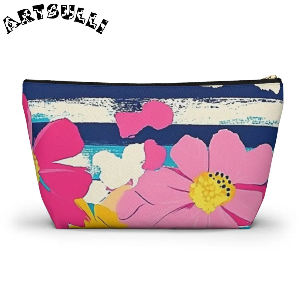 JAKKOUTTHEBXX Dayglo Floral Stripes Multi-Color Accessory Pouch w