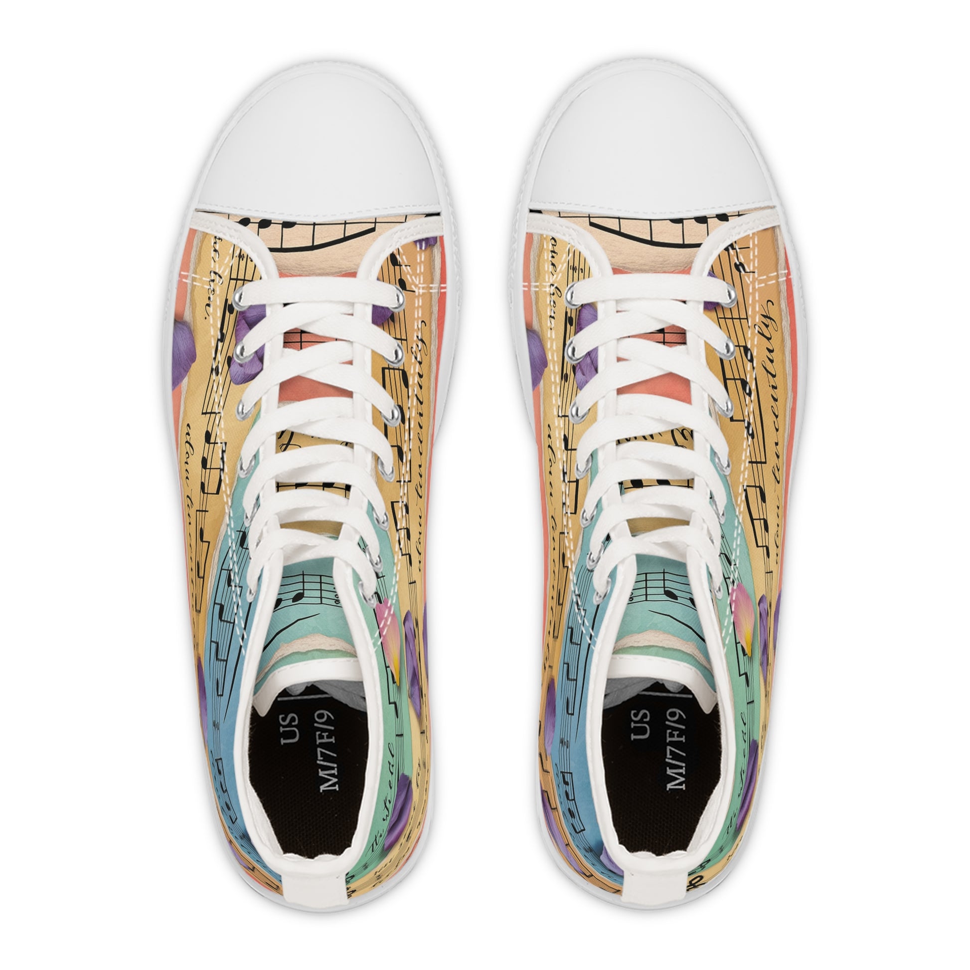 Torn Type Beat Sheet Music Women's High Top Sneakers, Artsulli - Art is Long, Life is Short, Shoes, , , , , , , 