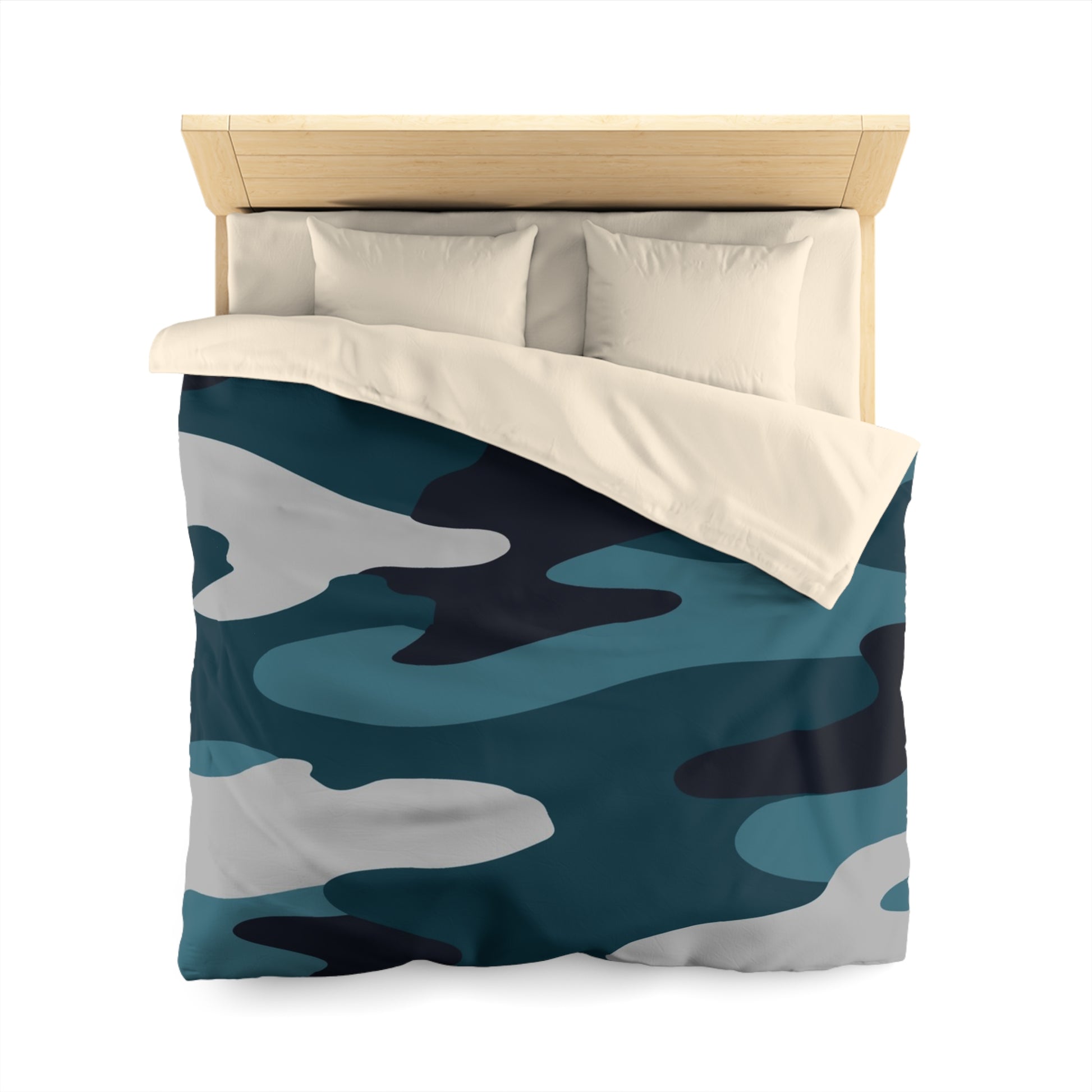 Blue Camouflage Microfiber Duvet Cover, Artsulli - Art is Long, Life is Short, Home Decor, , , , , , , 
