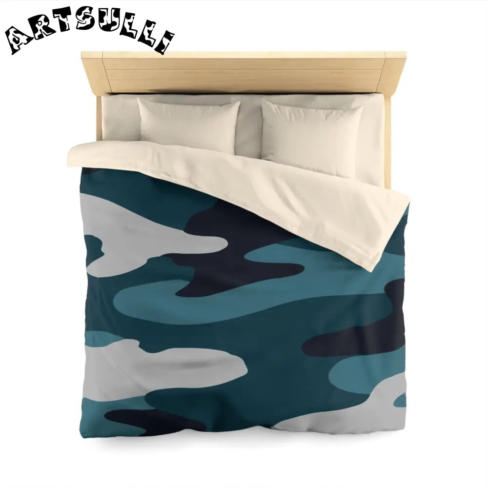 JAKKOUTTHEBXX Blue Camouflage Microfiber Duvet Cover JAKKOUTTHEBXX