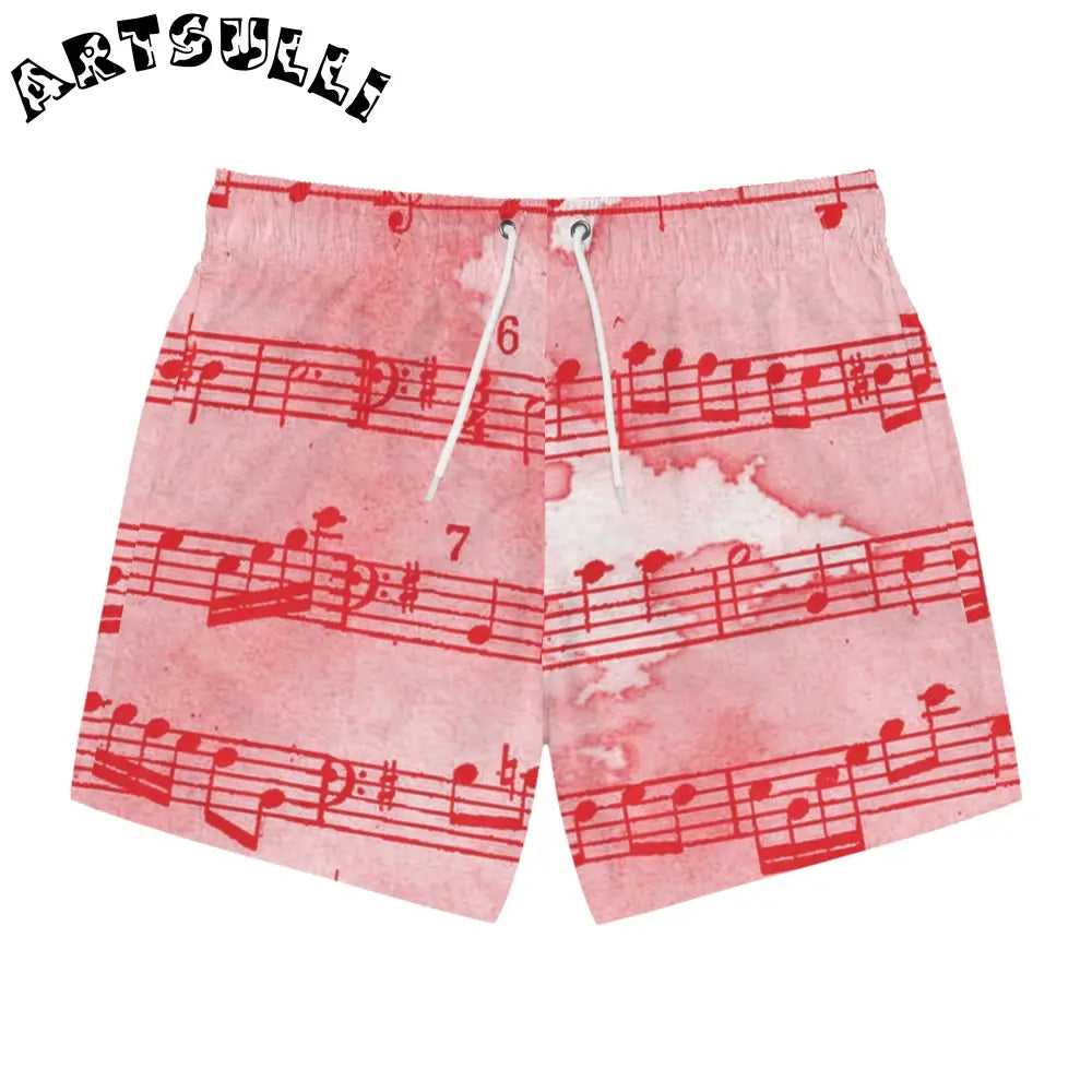 JAKKOUTTHEBXX Pink Musical Note Swim Trunks 2025