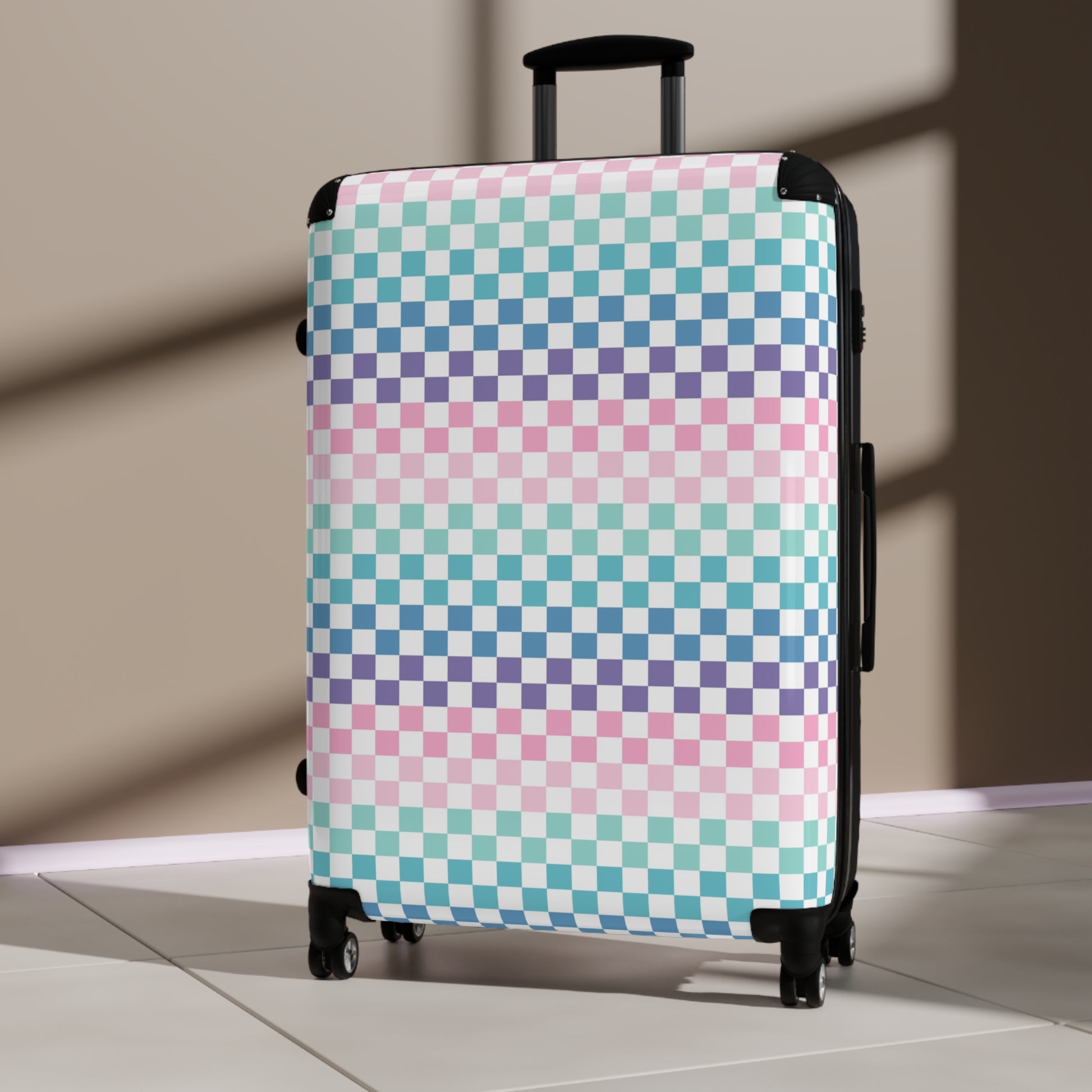 Vaporwave Rainbow  Checkerboard II Multi-Color Suitcase, Artsulli - Art is Long, Life is Short, Bags, , , , , , , 