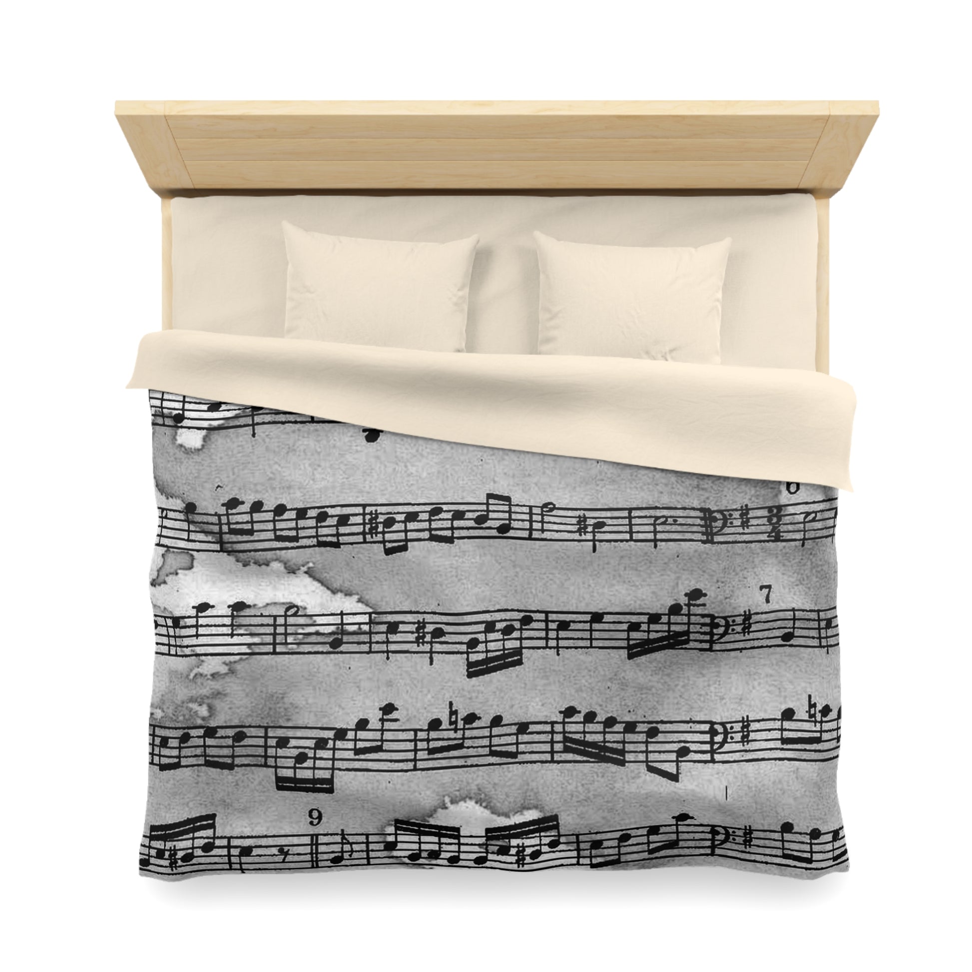 Drip Spill Type Beat Sheet Music Black Microfiber Duvet Cover, Artsulli - Art is Long, Life is Short, Home Decor, , , , , , , 