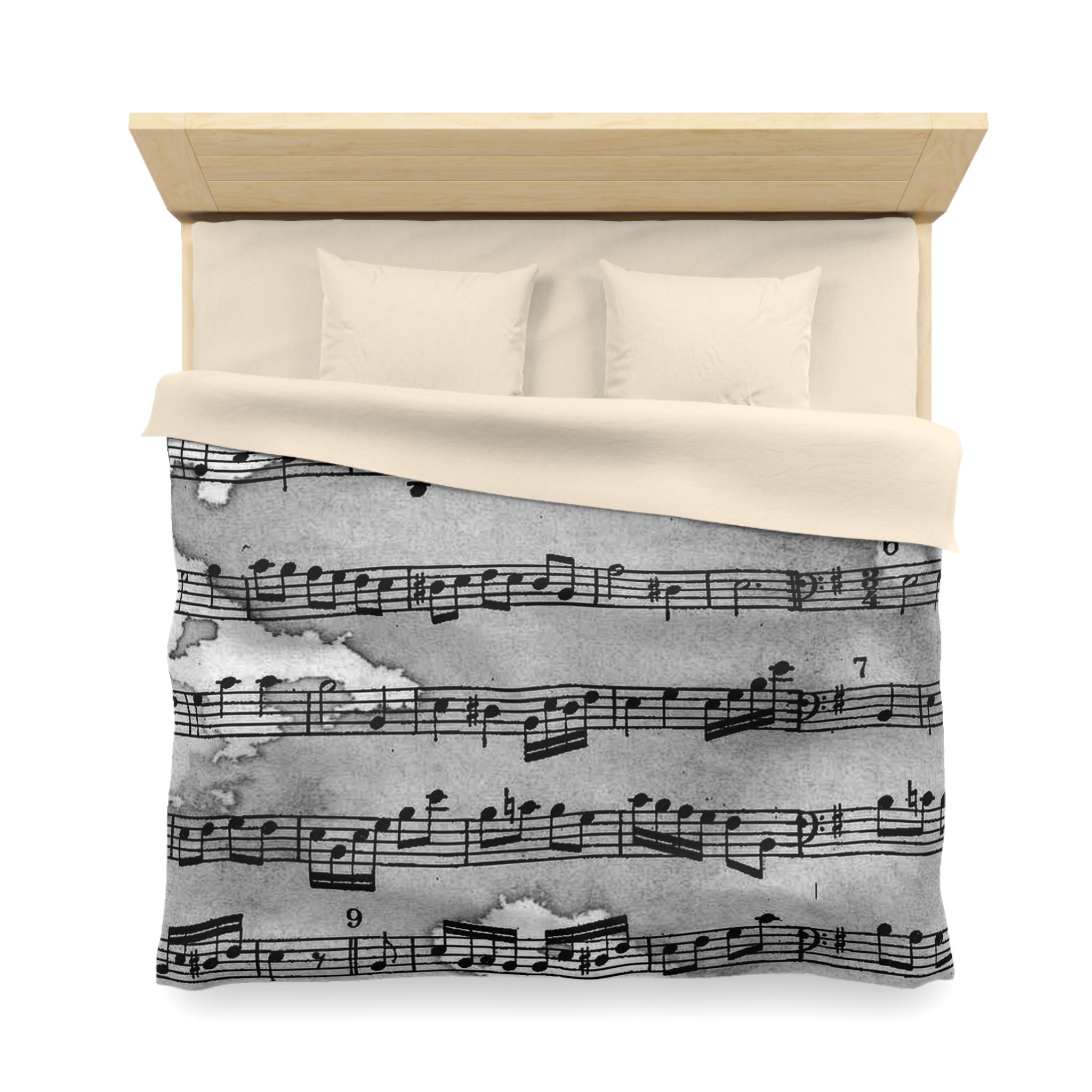 Drip Spill Type Beat Sheet Music Black Microfiber Duvet Cover, Artsulli - Art is Long, Life is Short, Home Decor, , , , , , , 