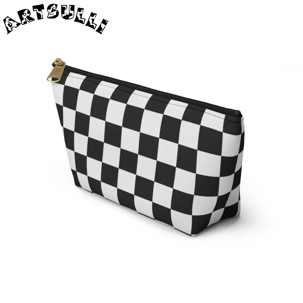 JAKKOUTTHEBXX Checkerboard White and Black Accessory Pouch w
