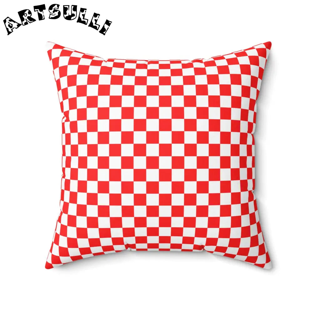 JAKKOUTTHEBXX Checkerboard Red and White Spun Polyester Square