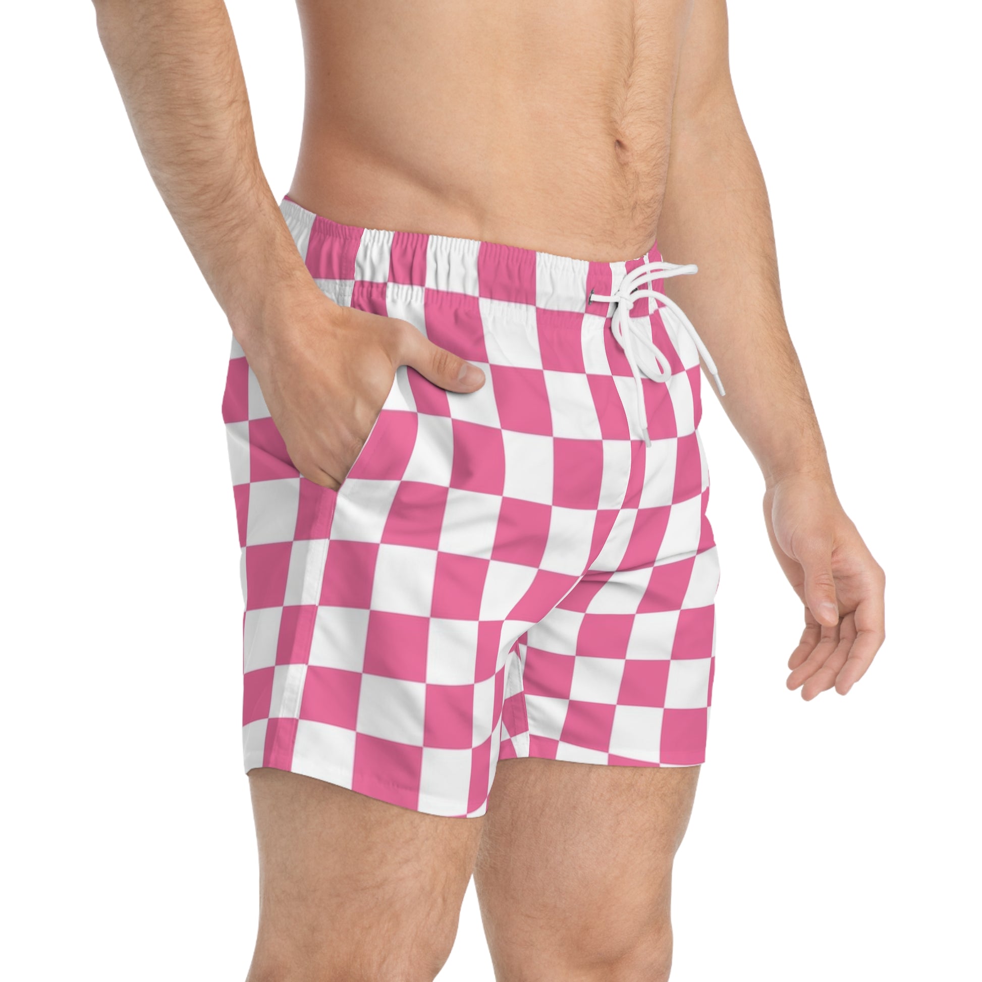 Yuyushiki Pink Check Swim Trunks (AOP), Artsulli - Art is Long, Life is Short, All Over Prints, , , , , , , 