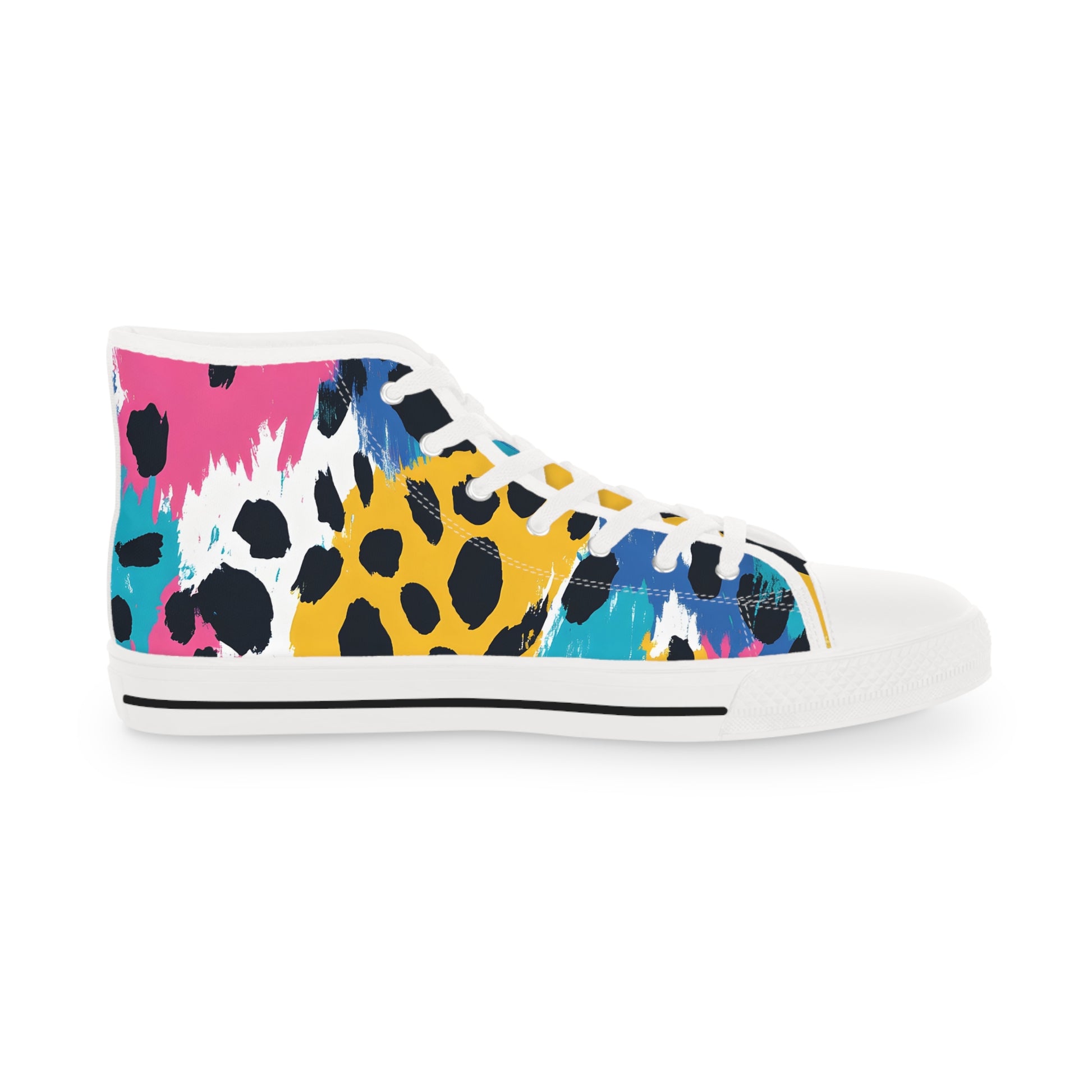 Leopard Print x Paint Brush Strokes Multi-Color Men's High Top Sneakers, Artsulli - Art is Long, Life is Short, Shoes, , , , , , , 