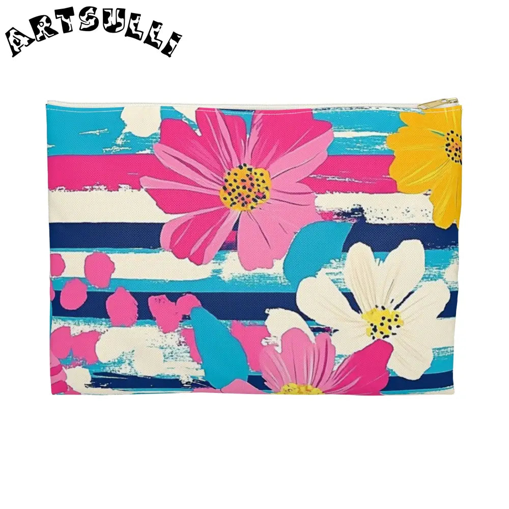 JAKKOUTTHEBXX Dayglo Floral Stripes II Multi-Color Accessory Pouch