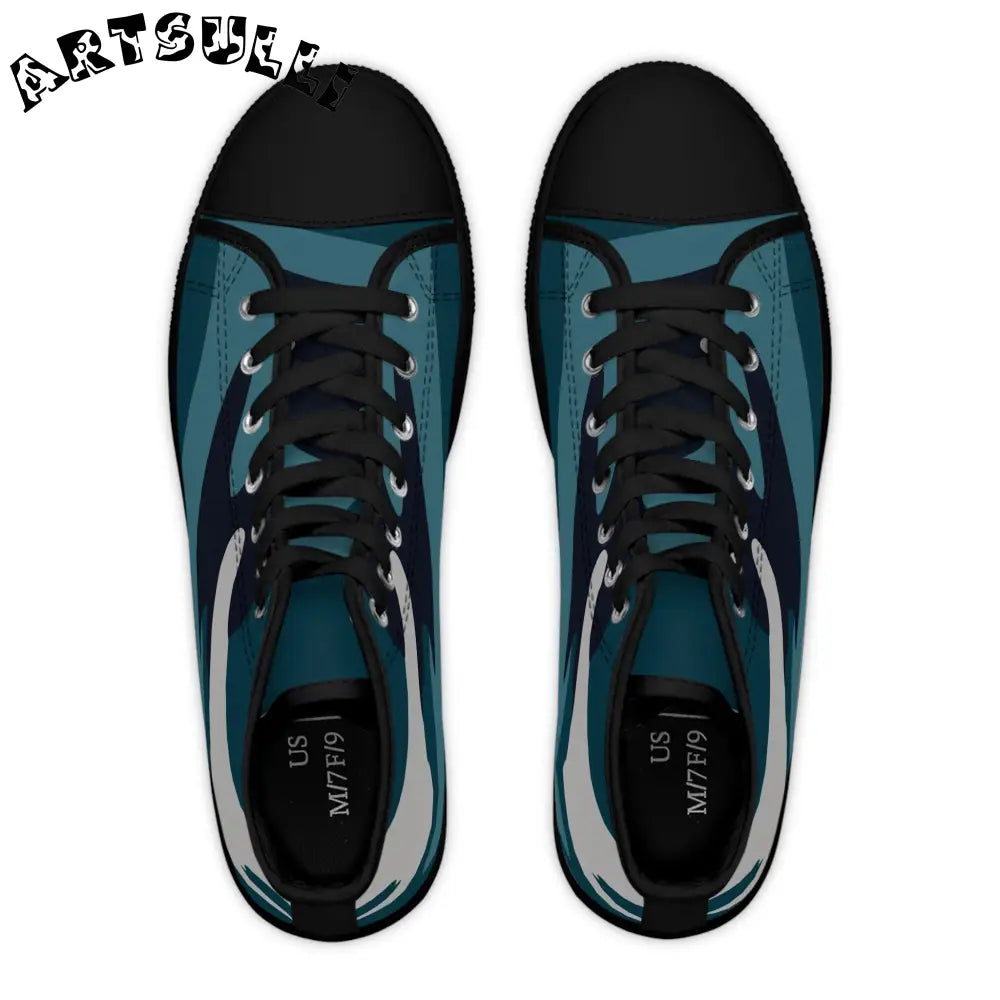 JAKKOUTTHEBXX Blue Camouflage Women’s High Top Sneakers
