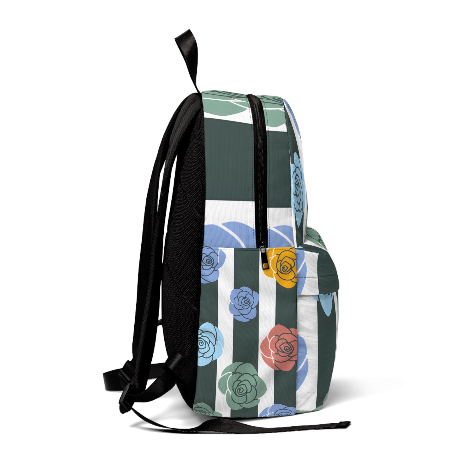 Stripes x Roses Black and White Unisex Classic Backpack, Artsulli - Art is Long, Life is Short, Bags, , , , , , , 