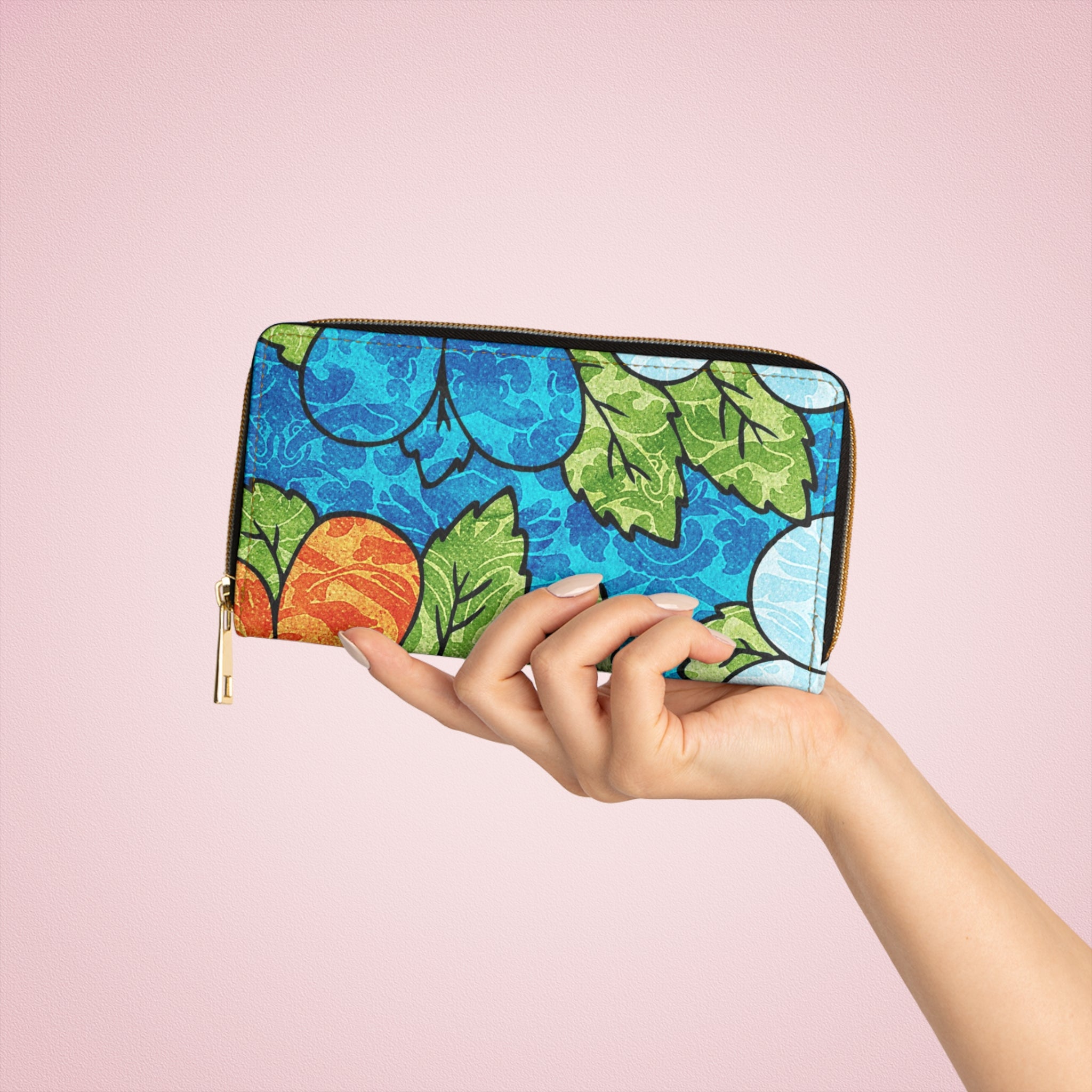 Blue Orange Groovy Zipper Wallet, Artsulli - Art is Long, Life is Short, Accessories, , , , , , , 