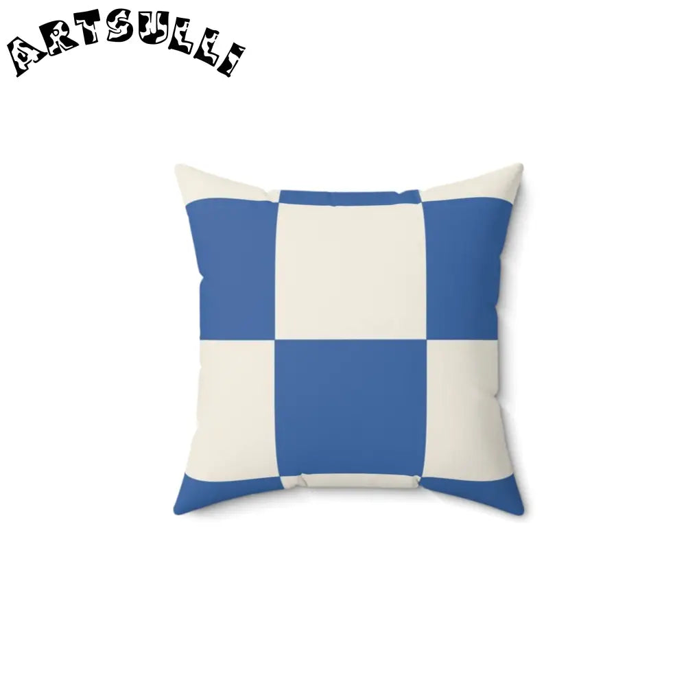 JAKKOUTTHEBXX Checkerboard Blue Spun Polyester Square Pillow