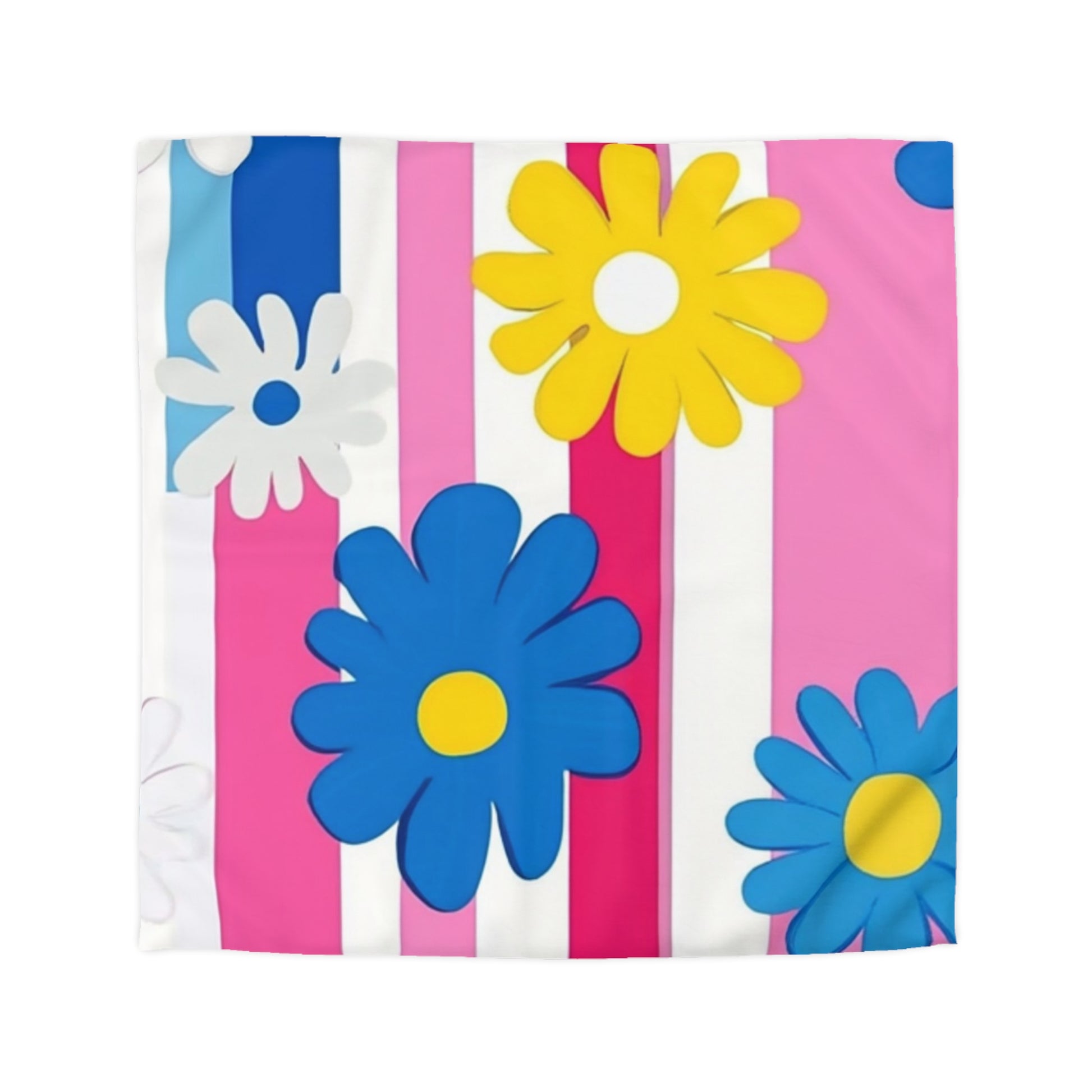 Flowers x Stripes Multi-Color Microfiber Duvet Cover, Artsulli - Art is Long, Life is Short, Home Decor, Size, Queen, Color, Cream, , , 56162853265901