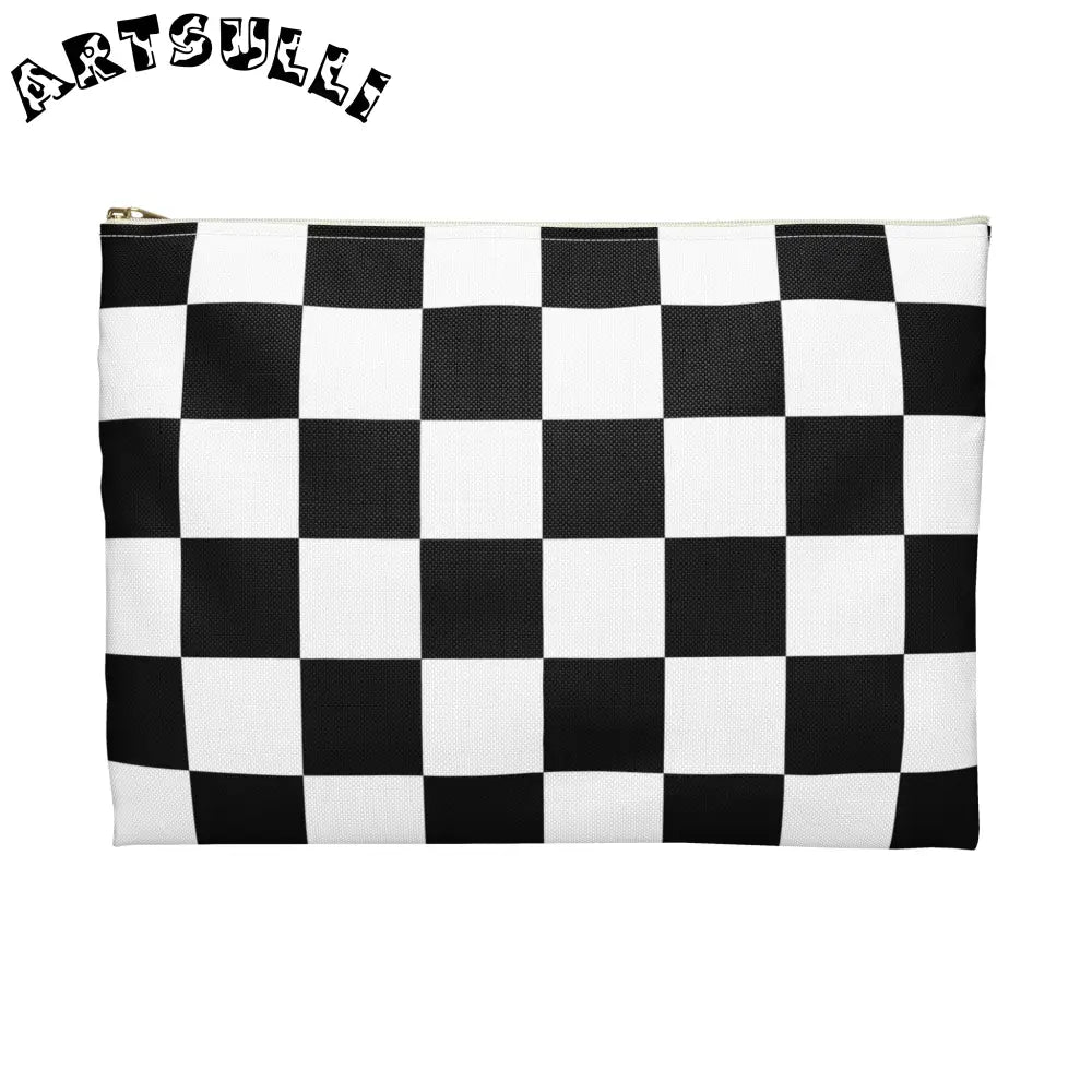 JAKKOUTTHEBXX Checkerboard Black and White Accessory Pouch