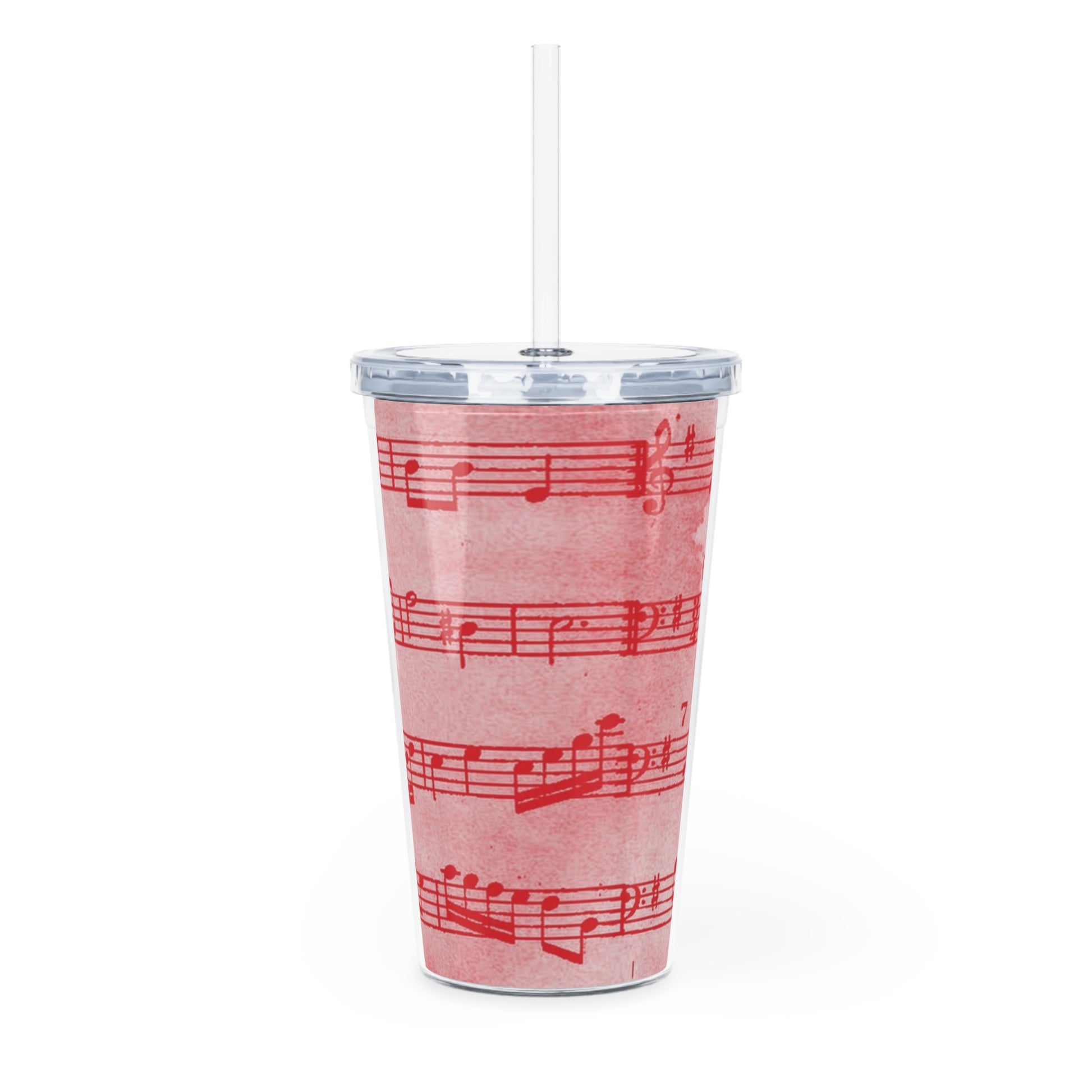 Drip Spill Type Beat Sheet Music Red Plastic Tumbler with Straw, Artsulli - Art is Long, Life is Short, Mug, , , , , , , 