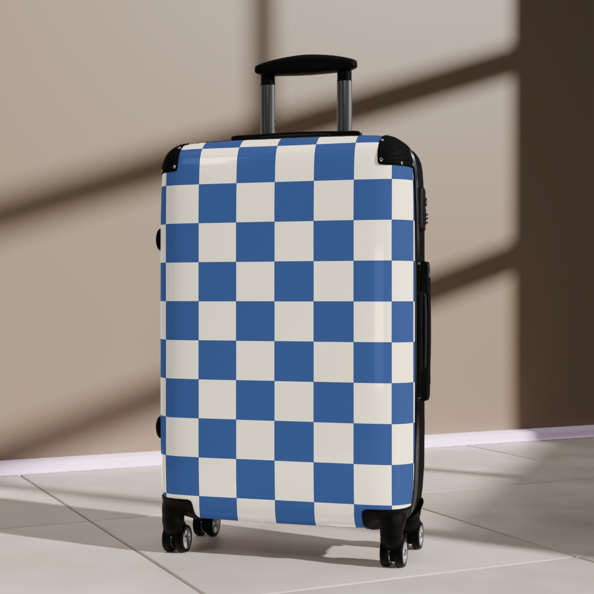 Checkerboard Blue Suitcase, Artsulli - Art is Long, Life is Short, Bags, , , , , , , 
