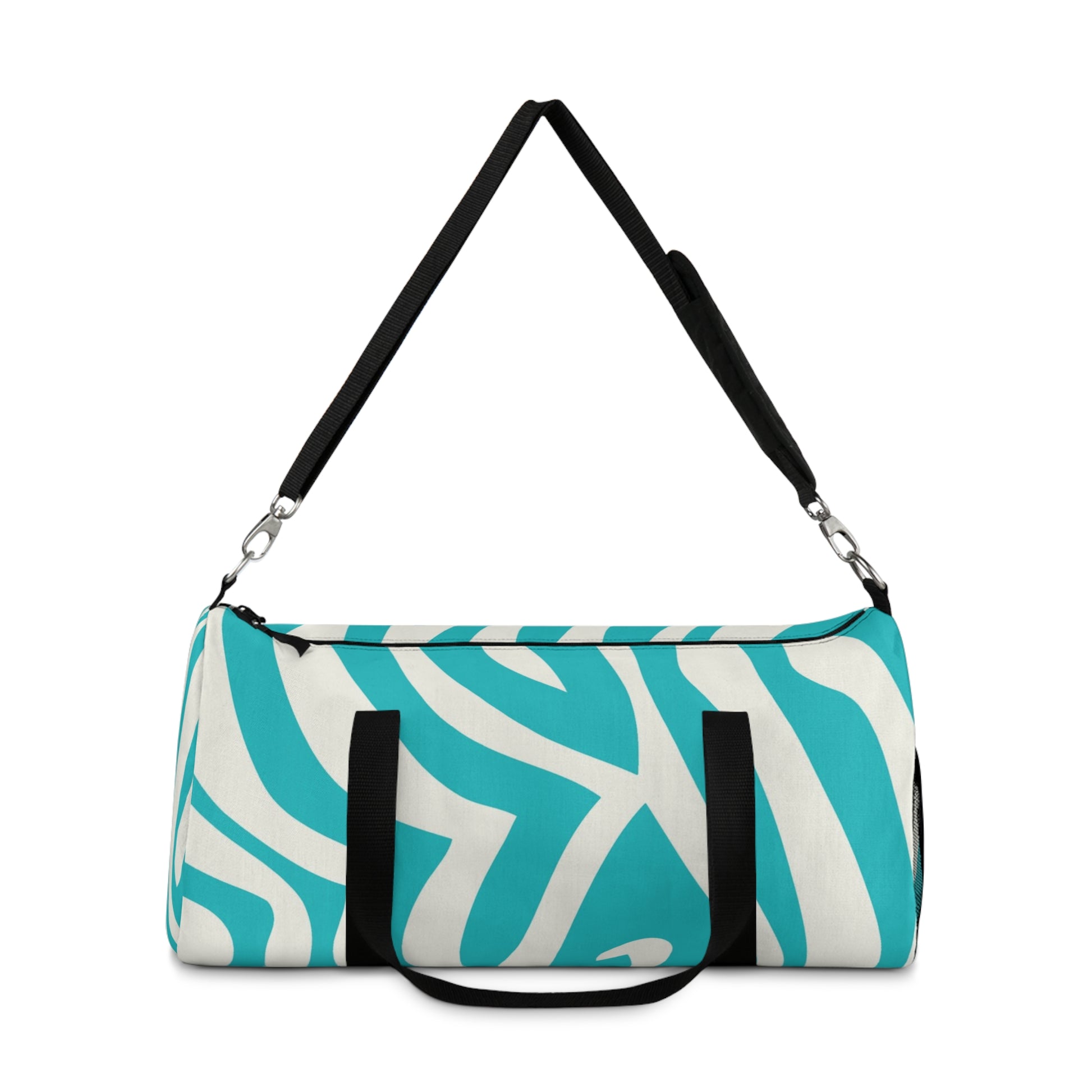 Melting Zebra Stripes Turquoise and White Duffel Bag, Artsulli - Art is Long, Life is Short, Bags, , , , , , , 