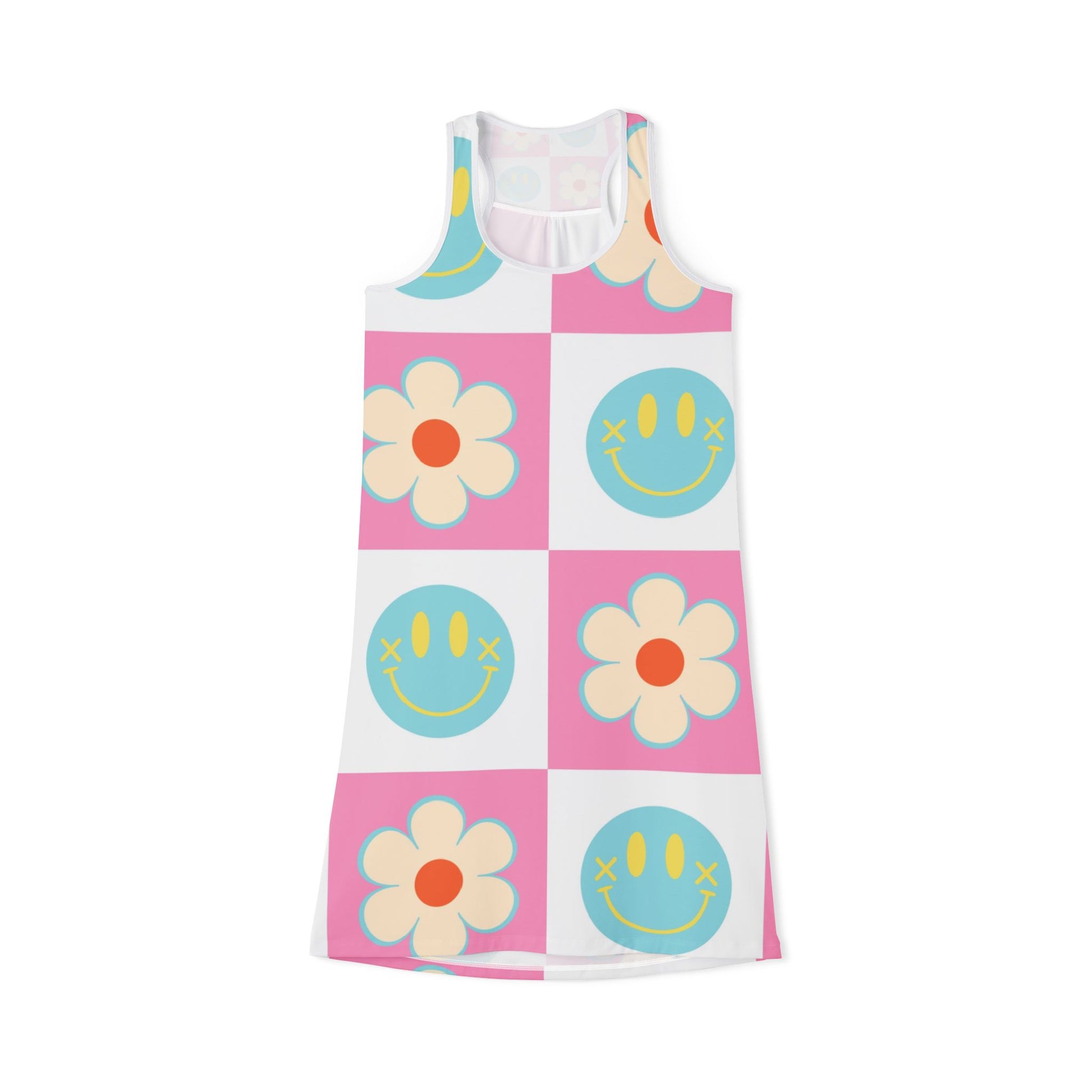 Madotsukis Grin Bloom Women's Racerback Dress (AOP), Artsulli - Art is Long, Life is Short, Tank Top, Size, XS, Color, White, , , 30110061466602932150