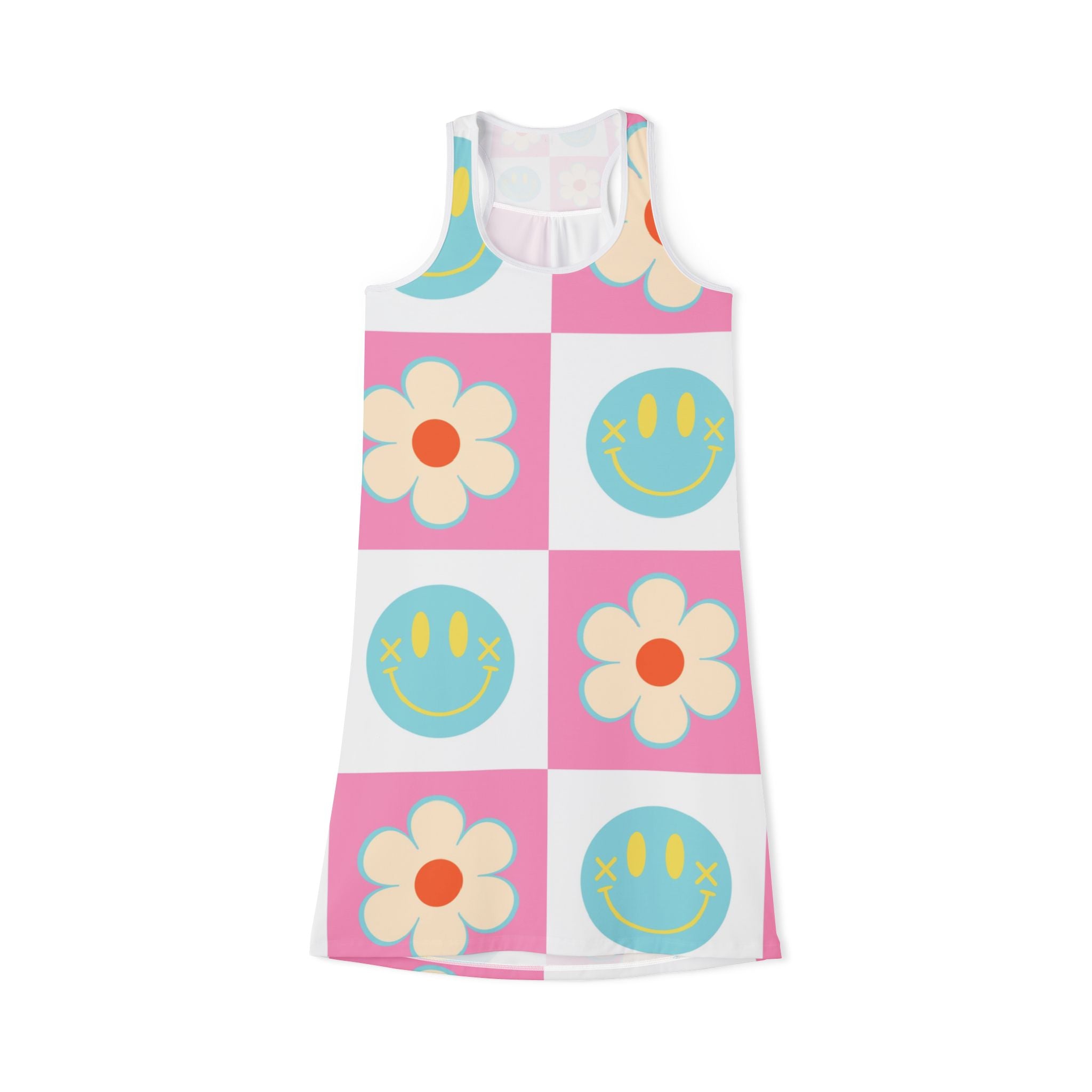 Madotsukis Grin Bloom Women's Racerback Dress (AOP), Artsulli - Art is Long, Life is Short, Tank Top, Size, XS, Color, White, , , 30110061466602932150