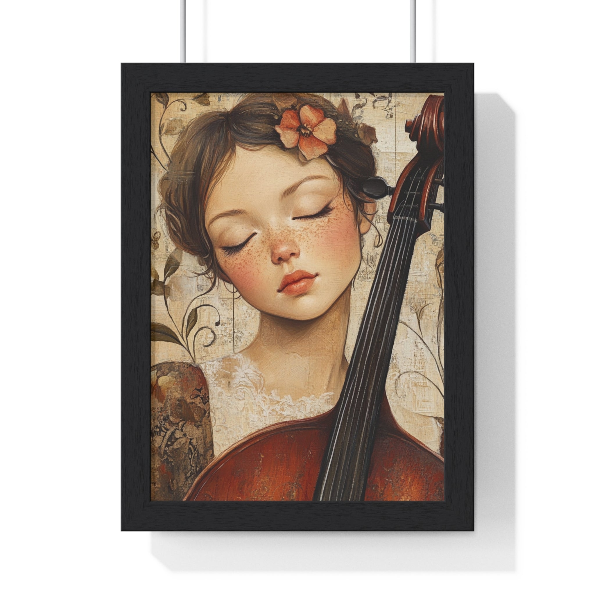 Girl With A Violin II Vertical Framed Poster, Artsulli - Art is Long, Life is Short, Poster, Size, 8" x 11", Color, Black, , , 16575508312402167954