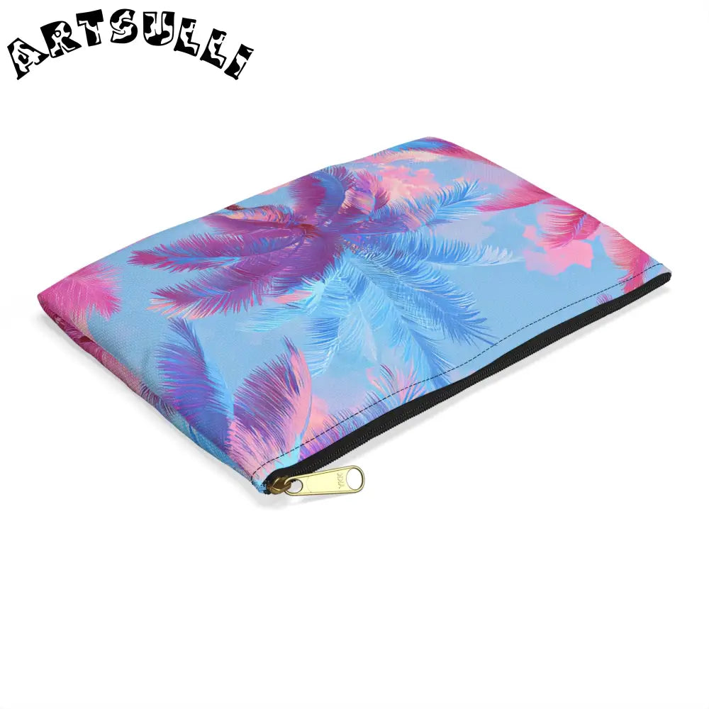 JAKKOUTTHEBXX Ethereal Pastel Palms II Blue and Pink Accessory Pouch