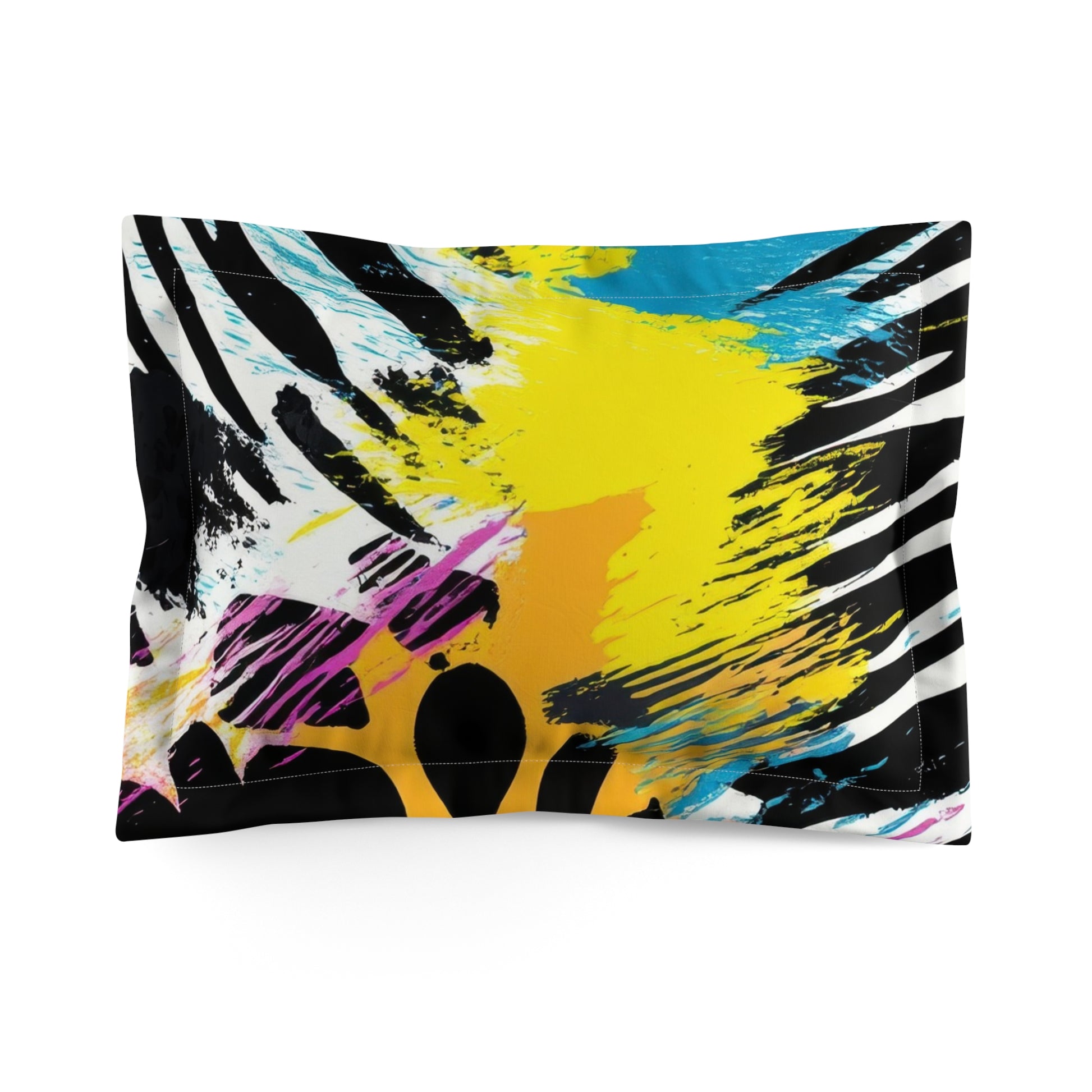 Zebra Stripes x Leapord Print x Paint Splatter Multi-Color Microfiber Pillow Sham, Artsulli - Art is Long, Life is Short, Home Decor, Size, Standard, , , , , 17897446198969